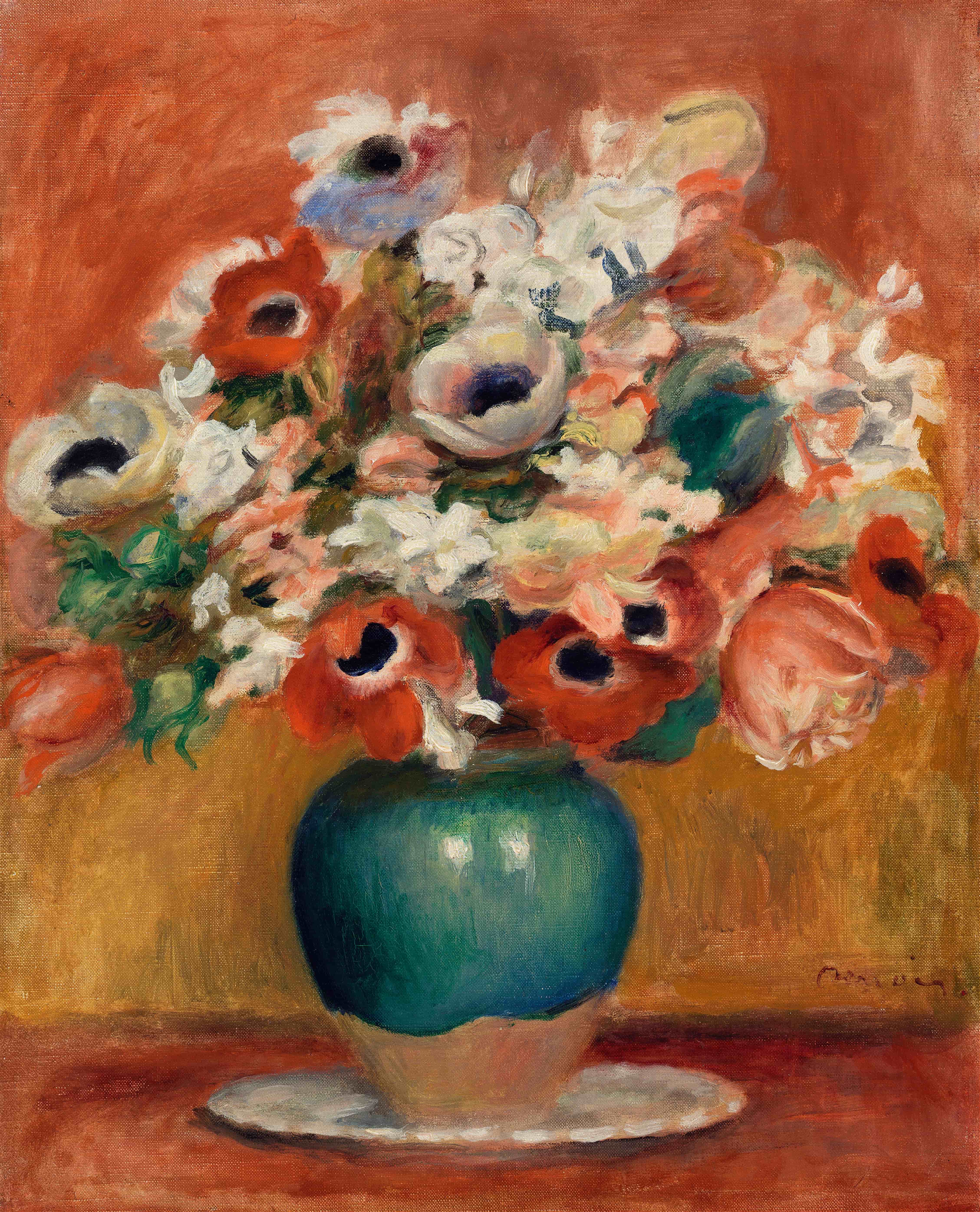 《鲜花（芙蓉）》（Flowers (Fleurs)）｜皮埃尔-奥古斯特·雷诺阿 Pierre-Auguste Renoir｜约. 1885