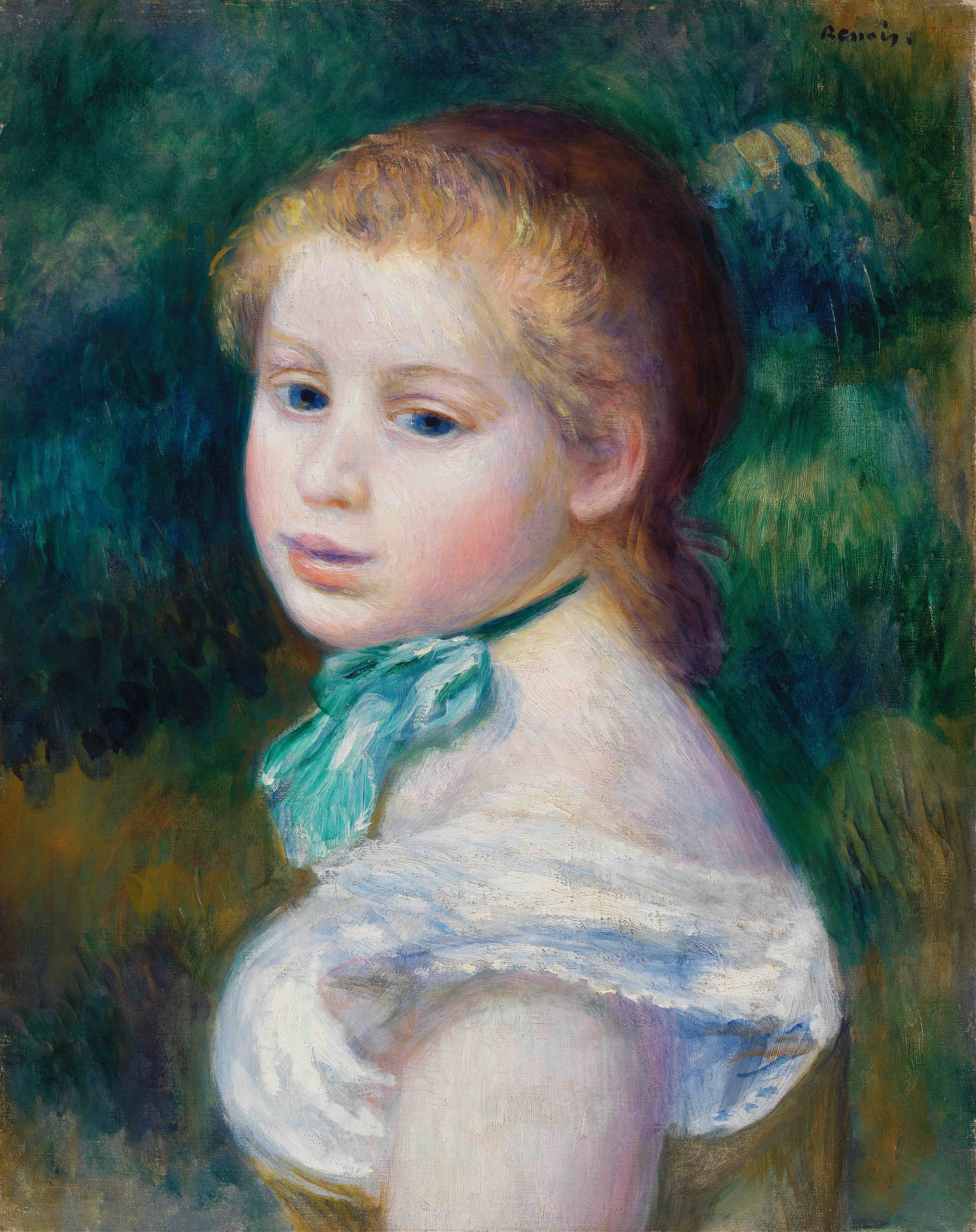 《年轻女孩头像》（Head of Young Girl）｜皮埃尔-奥古斯特·雷诺阿 Pierre-Auguste Renoir｜1885