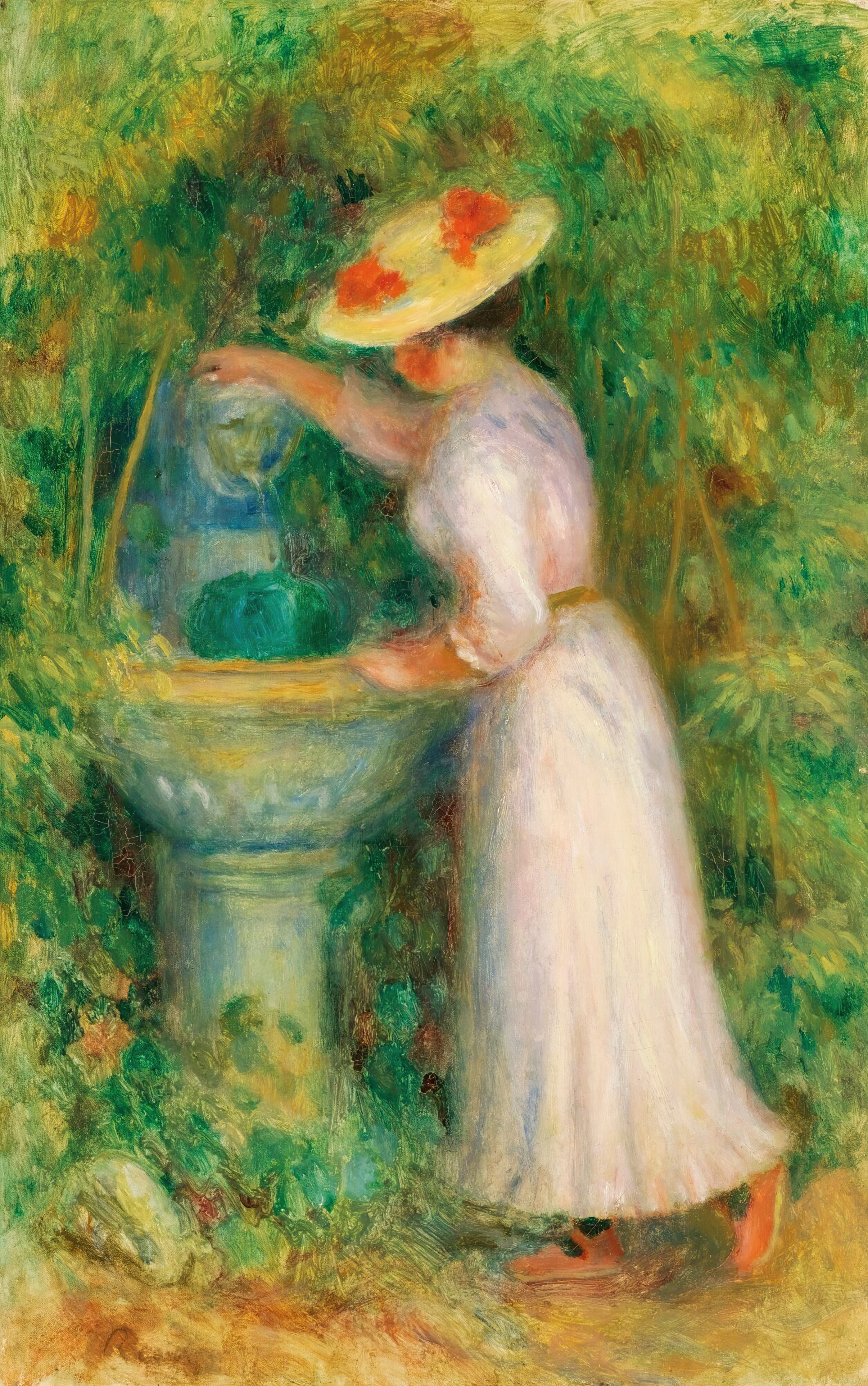 《喷泉附近的年轻女孩》（Young Girl Near a Fountain）｜皮埃尔-奥古斯特·雷诺阿 Pierre-Auguste Renoir｜1885
