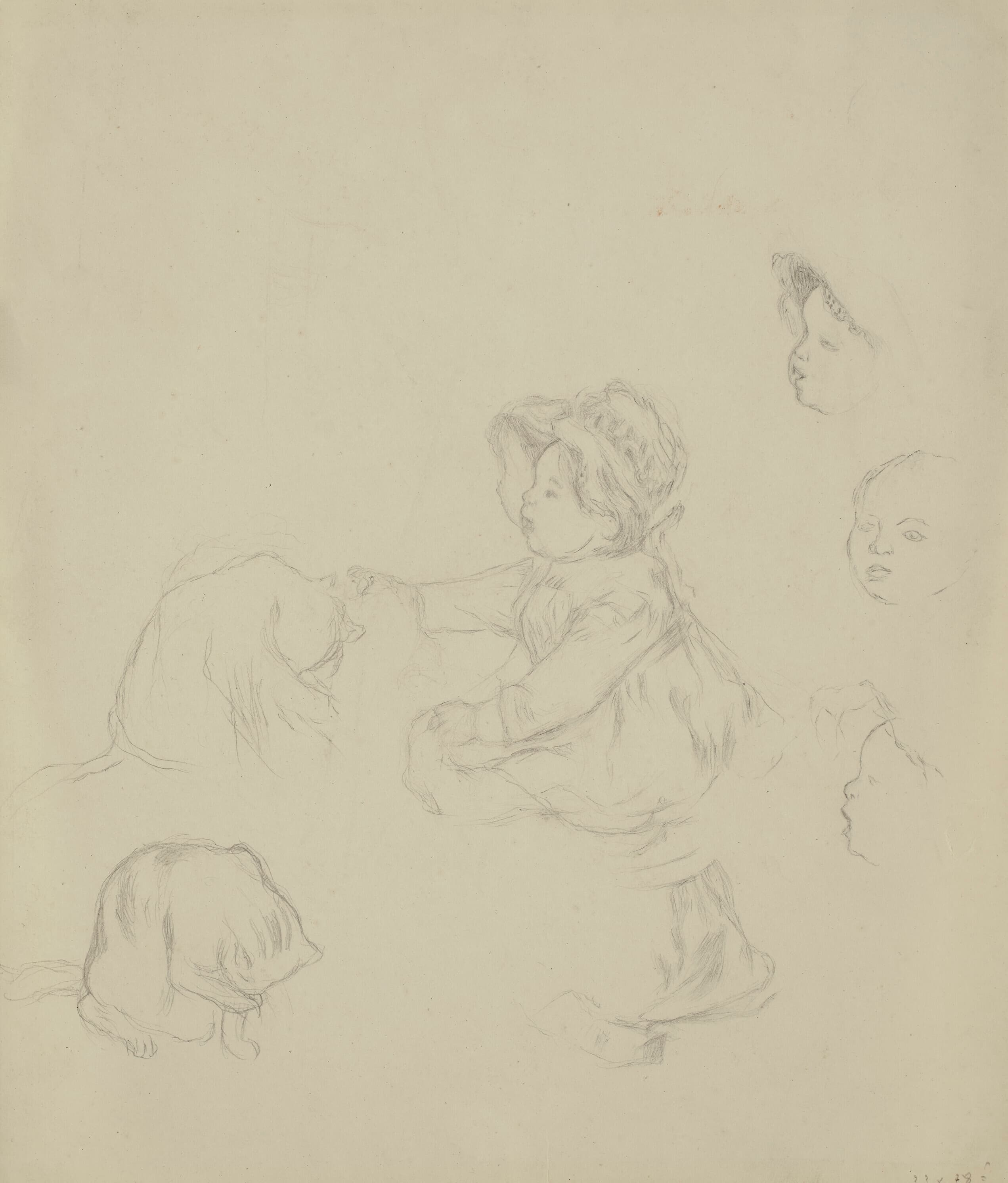 《儿童学习》（Child study）｜皮埃尔-奥古斯特·雷诺阿 Pierre-Auguste Renoir｜1886
