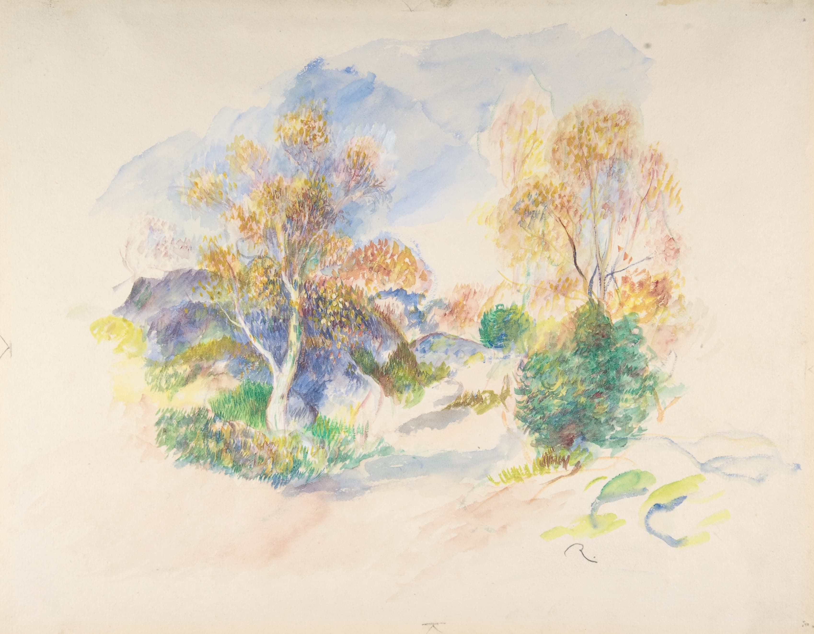 《树木间有小路的景观》（Landscape with a Path between Trees）｜皮埃尔-奥古斯特·雷诺阿 Pierre-Auguste Renoir｜约. 1886