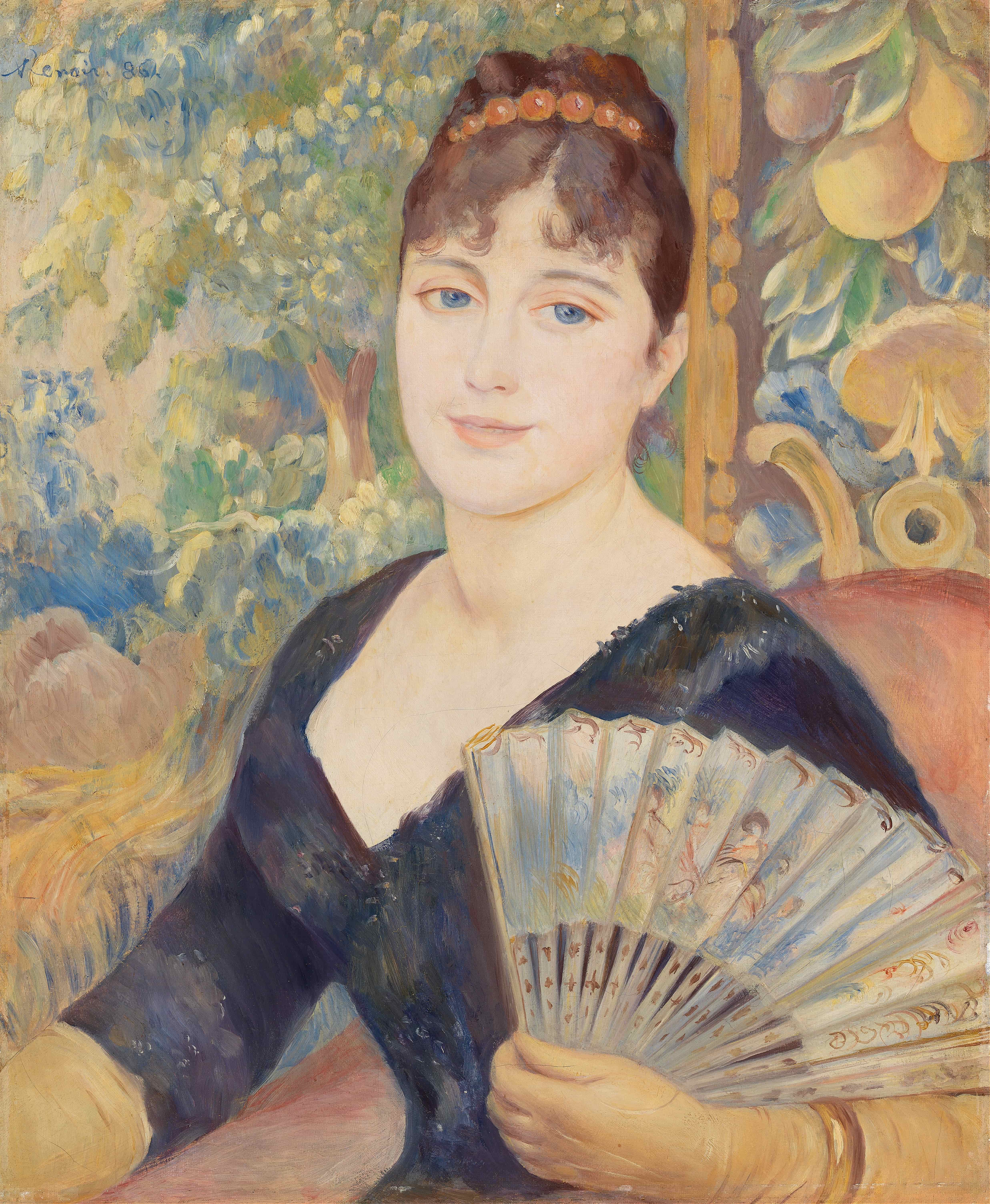 《拿着扇子的女人》（Woman with Fan）｜皮埃尔-奥古斯特·雷诺阿 Pierre-Auguste Renoir｜1886