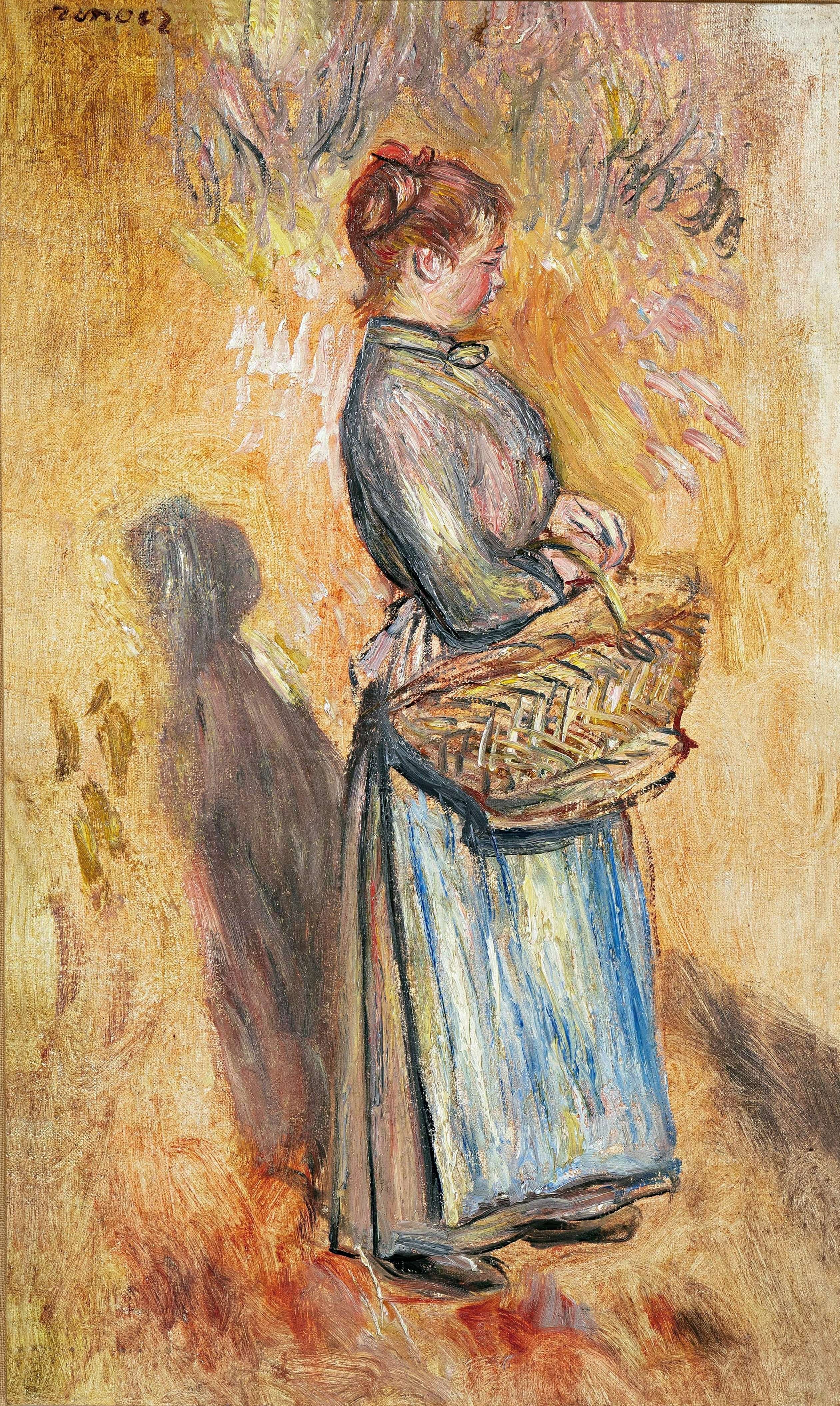 《站在风景中的农妇》（Peasant woman standing in a landscape）｜皮埃尔-奥古斯特·雷诺阿 Pierre-Auguste Renoir｜1888