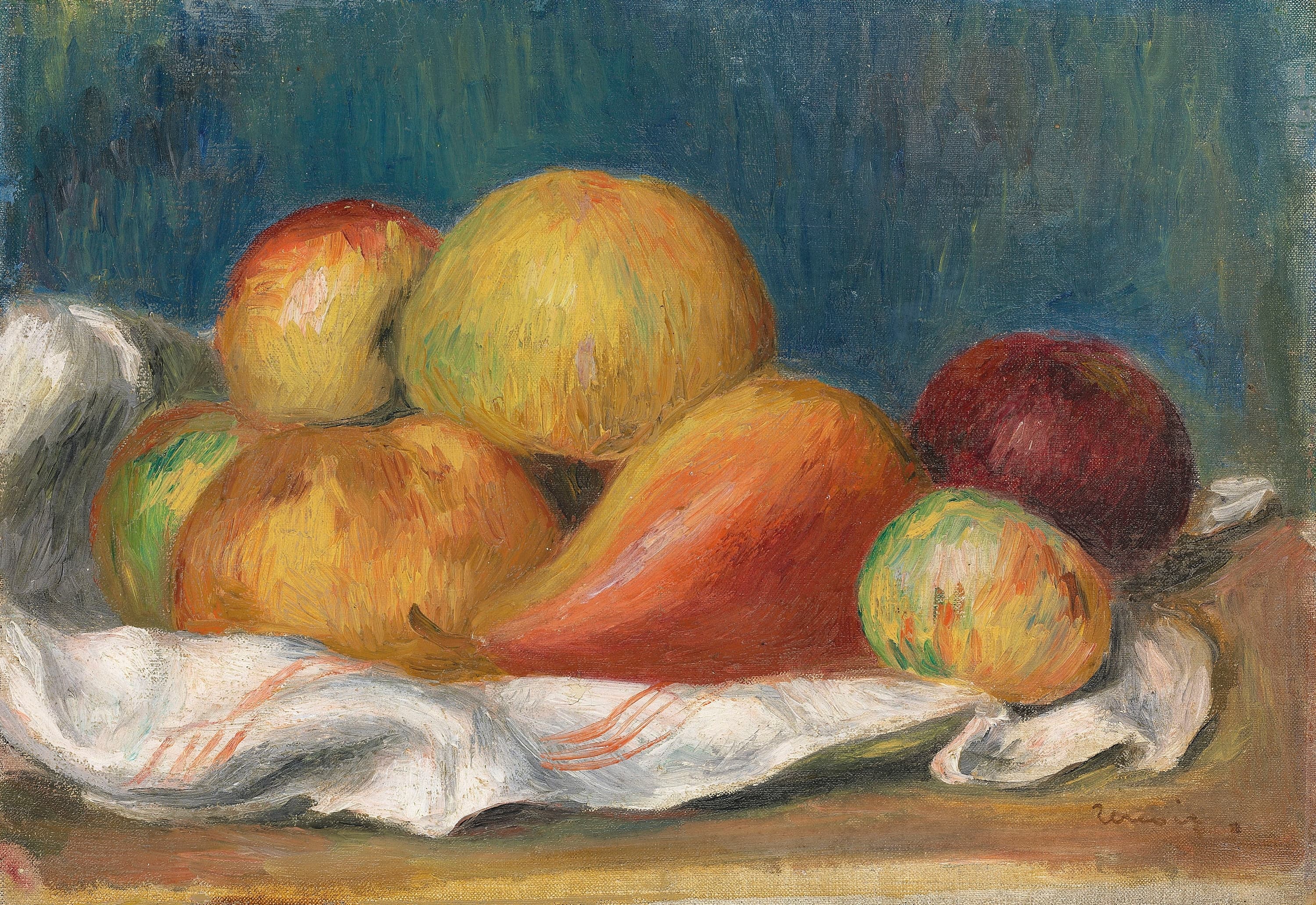 《有苹果和梨的静物》（Still life with apples and pears）｜皮埃尔-奥古斯特·雷诺阿 Pierre-Auguste Renoir｜约 1889
