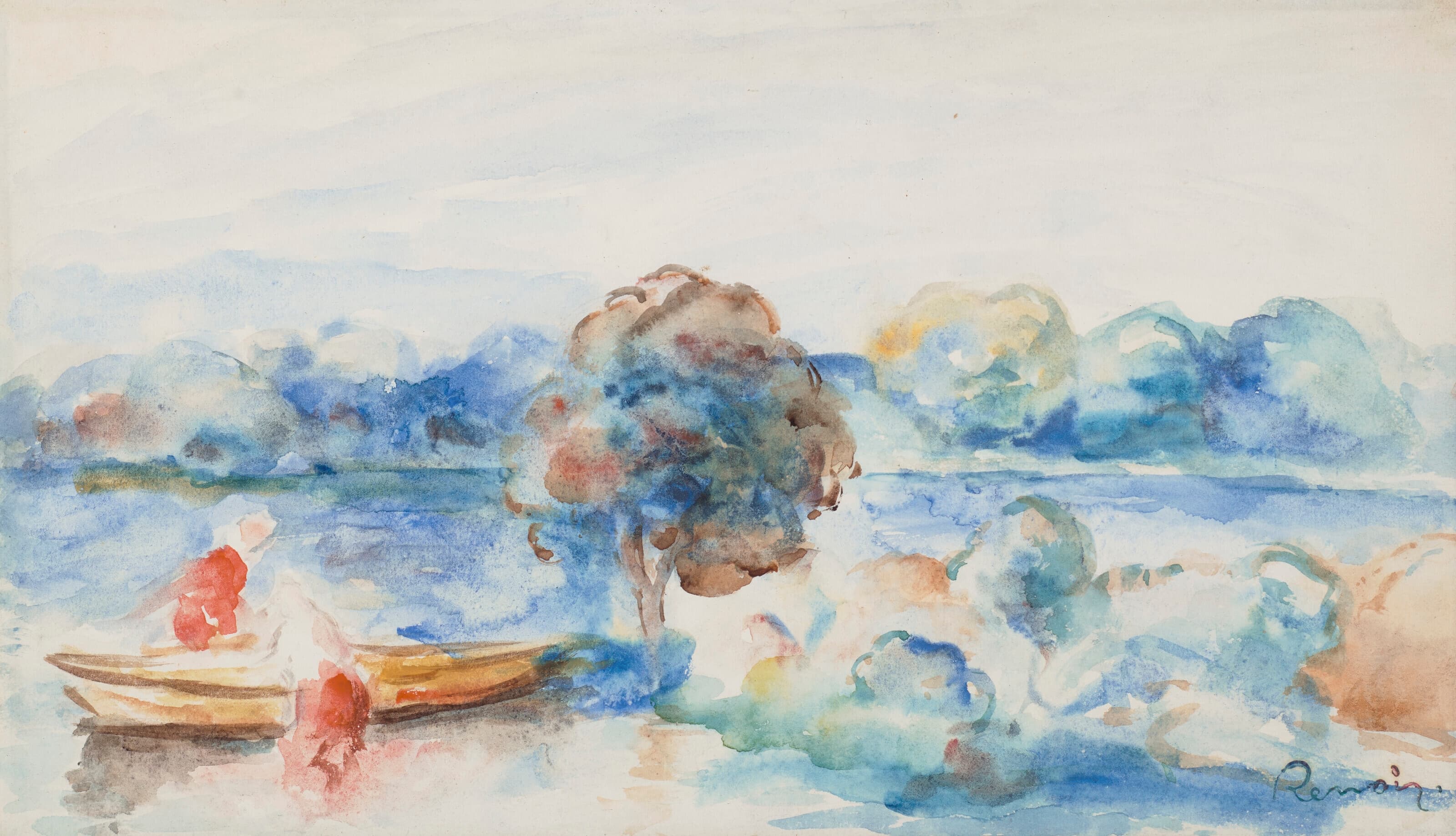 《在水边》（At the water's edge）｜皮埃尔-奥古斯特·雷诺阿 Pierre-Auguste Renoir｜约 1890