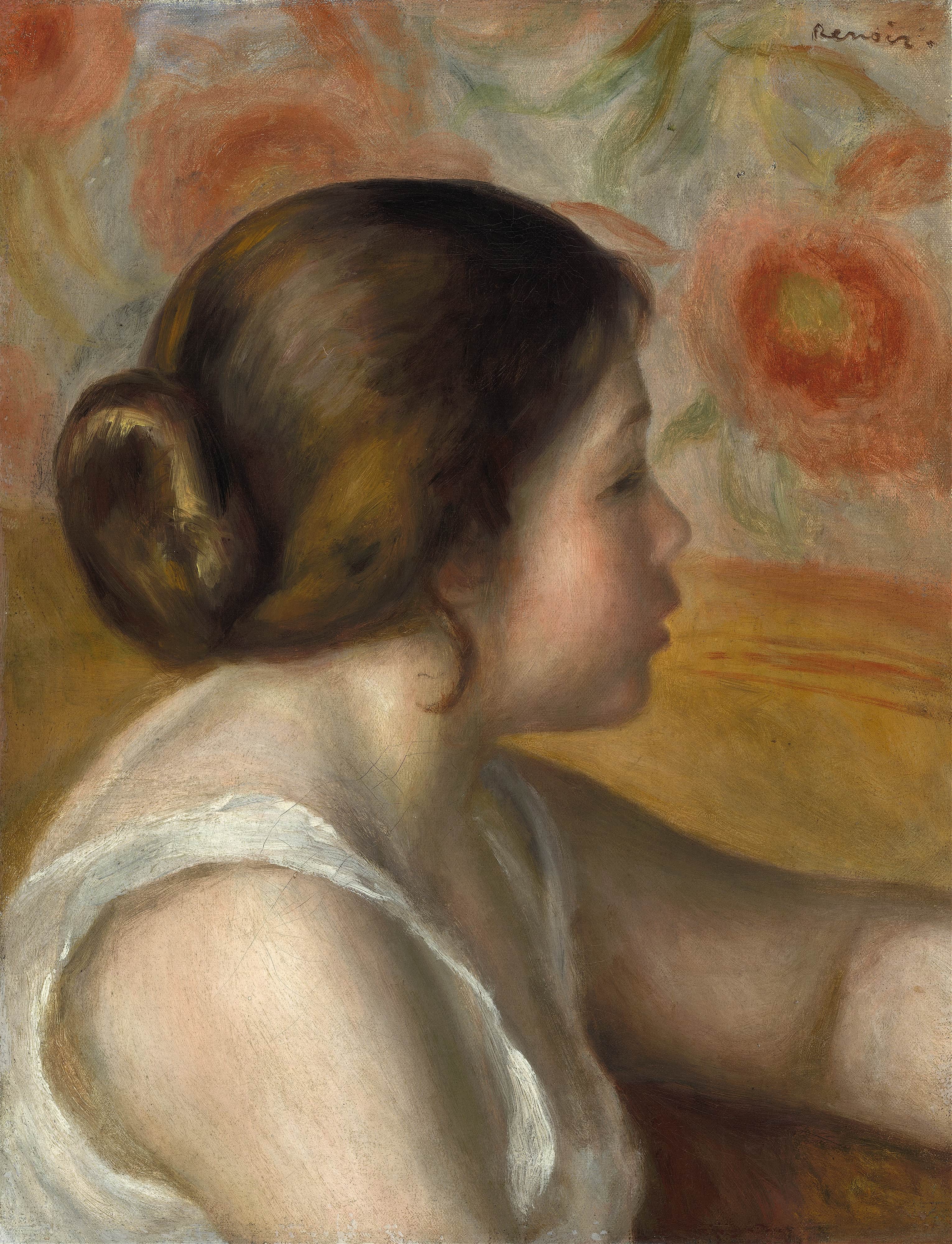 《一个年轻女孩的头》（Head of a Young Girl）｜皮埃尔-奥古斯特·雷诺阿 Pierre-Auguste Renoir｜约. 1890