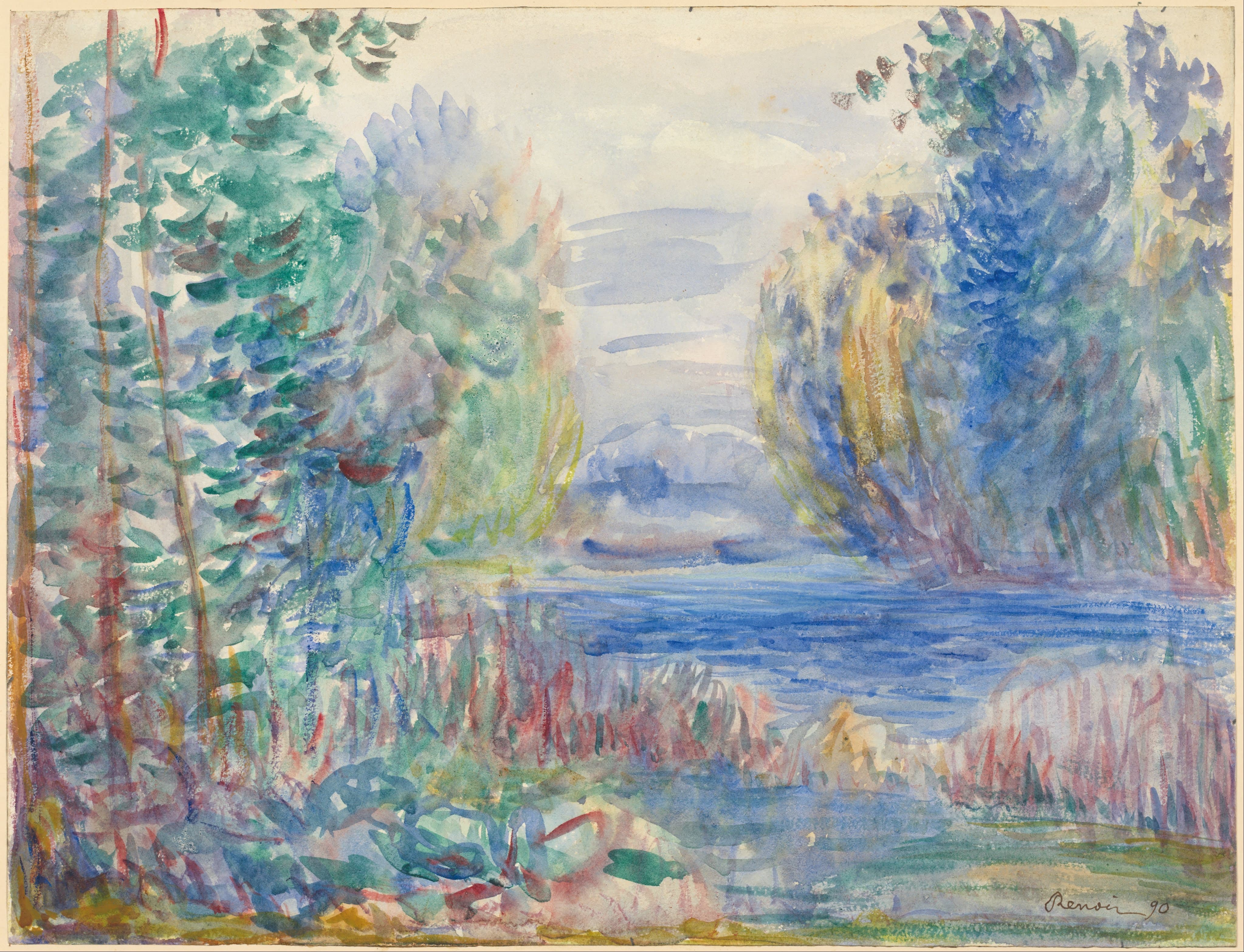 《河流景观》（River Landscape）｜皮埃尔-奥古斯特·雷诺阿 Pierre-Auguste Renoir｜1890