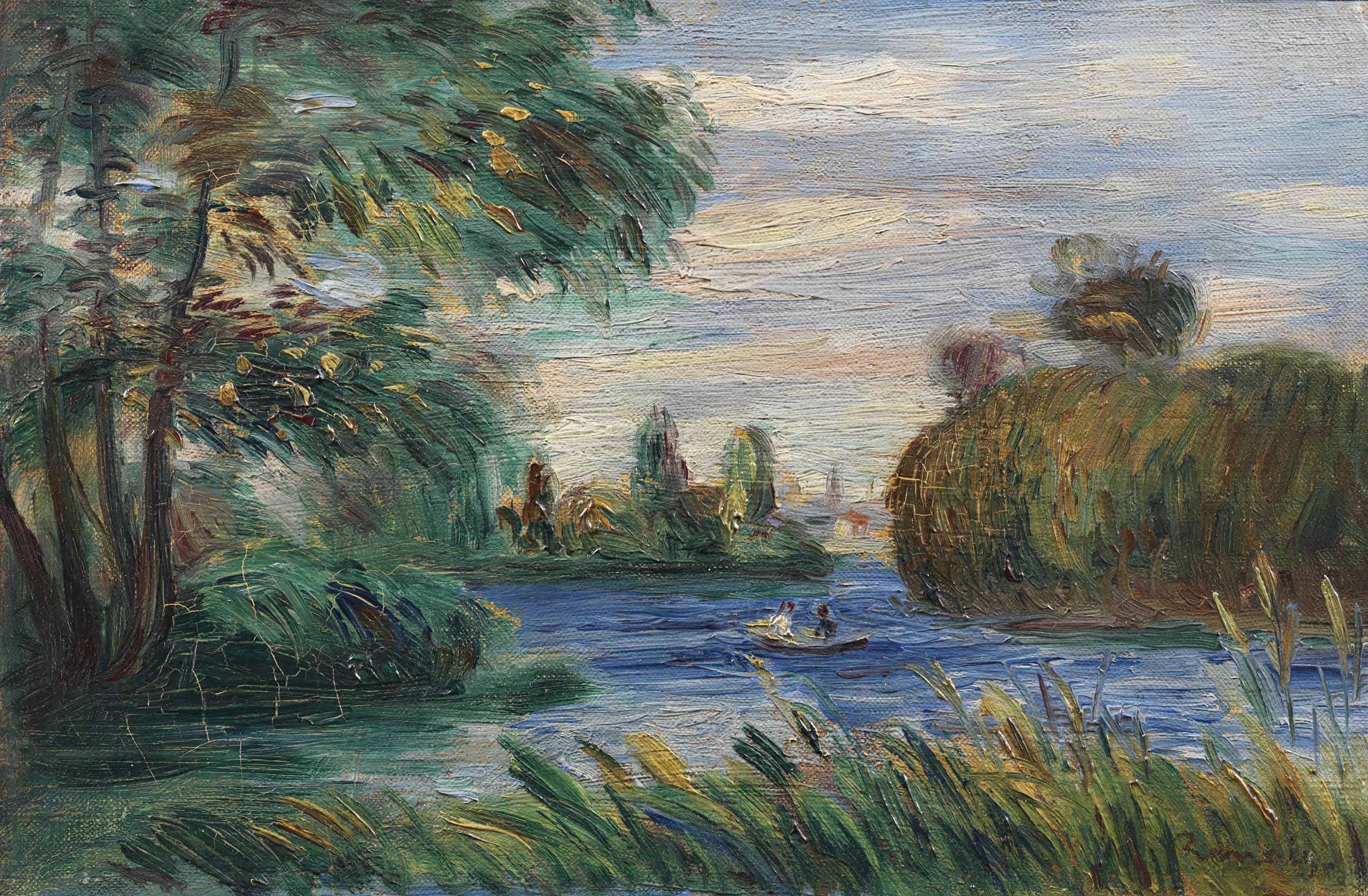 《河流景观》（River Landscape）｜皮埃尔-奥古斯特·雷诺阿 Pierre-Auguste Renoir｜约1890