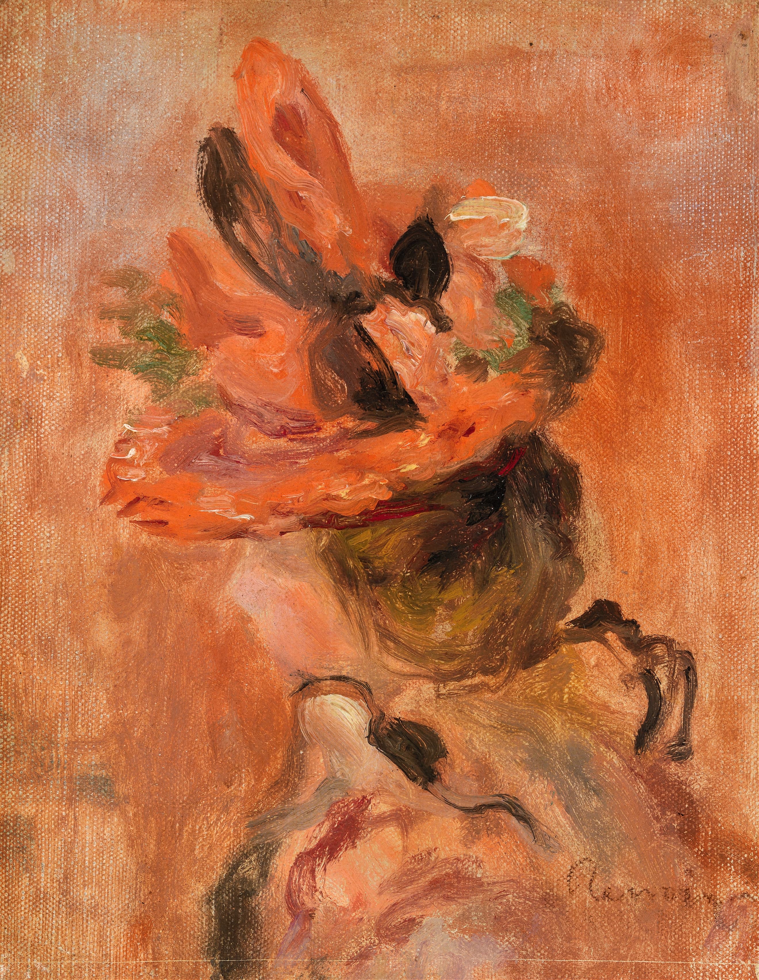 《戴红帽子的女人头》（Woman’s Head with Red Hat）｜皮埃尔-奥古斯特·雷诺阿 Pierre-Auguste Renoir｜1890s.