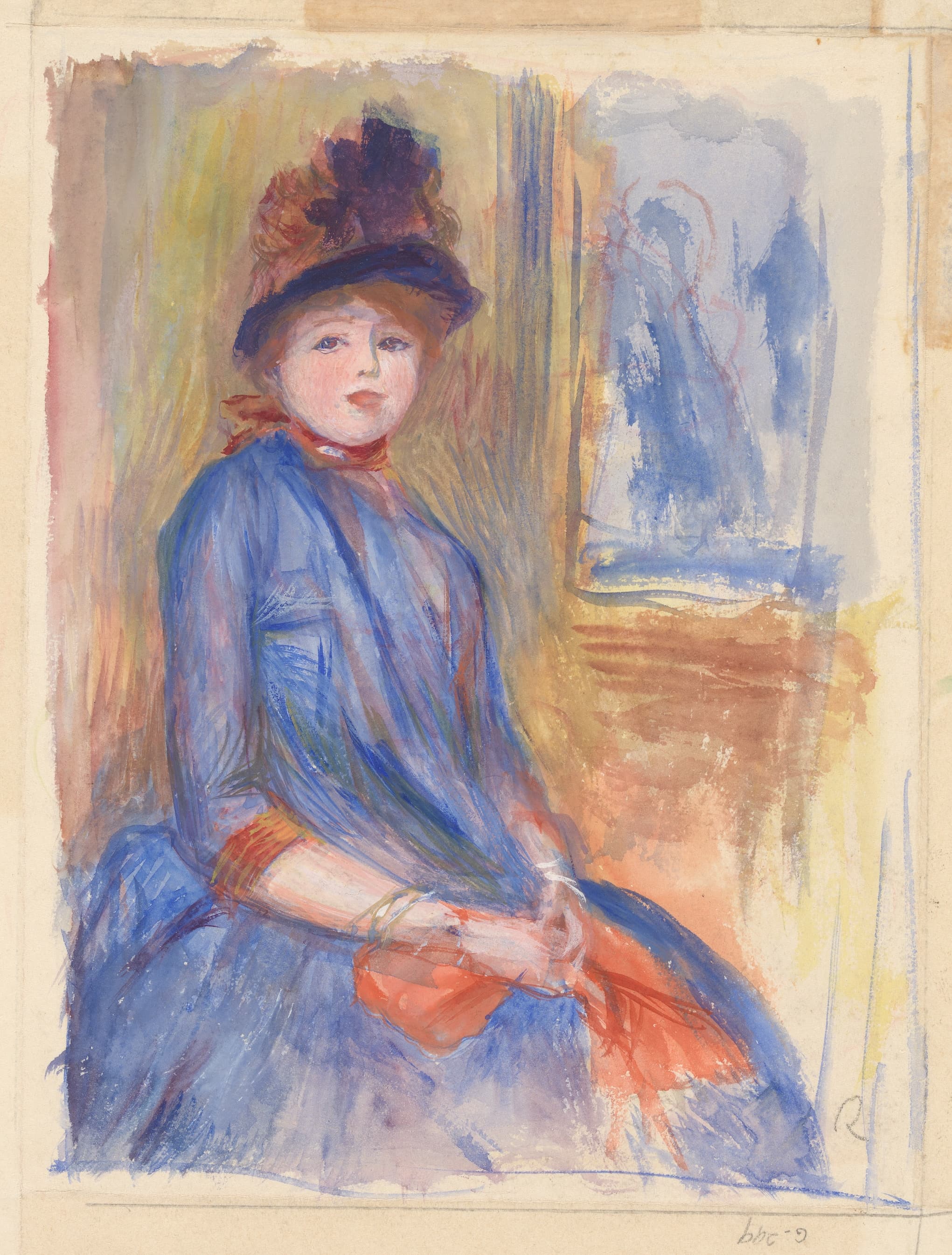 《穿着蓝色连衣裙的年轻女孩》（Young Girl in a Blue Dress）｜皮埃尔-奥古斯特·雷诺阿 Pierre-Auguste Renoir｜约. 1890
