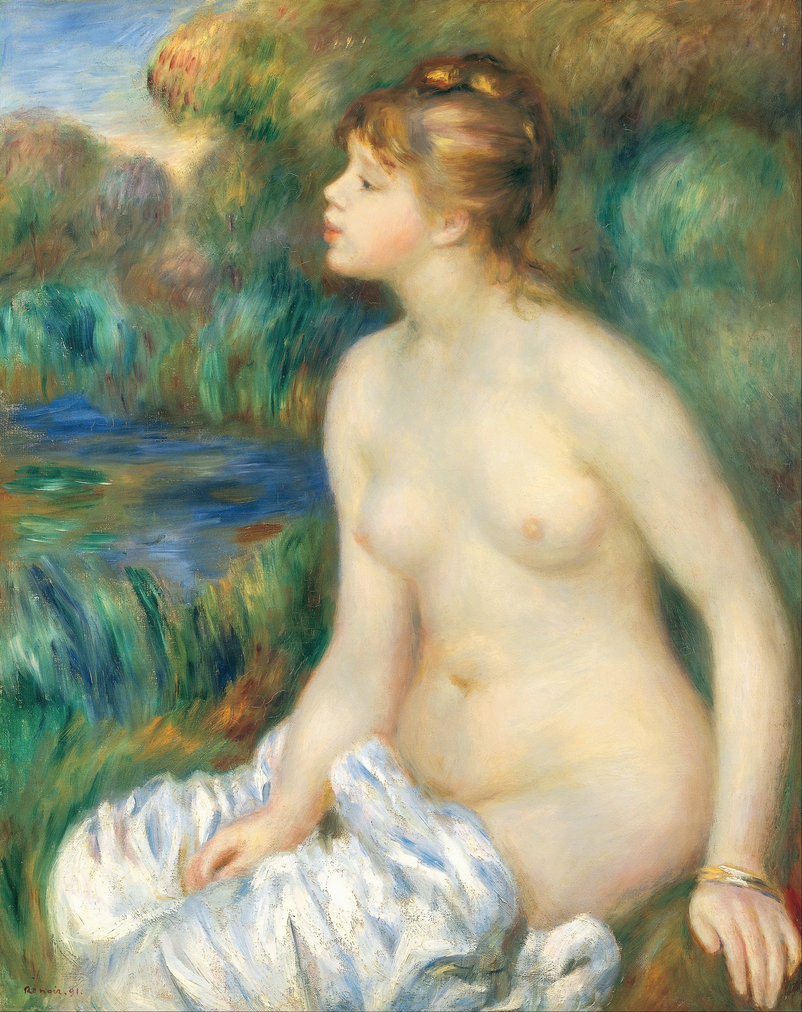 《巴瑟》（Bather）｜皮埃尔-奥古斯特·雷诺阿 Pierre-Auguste Renoir｜c. 1885