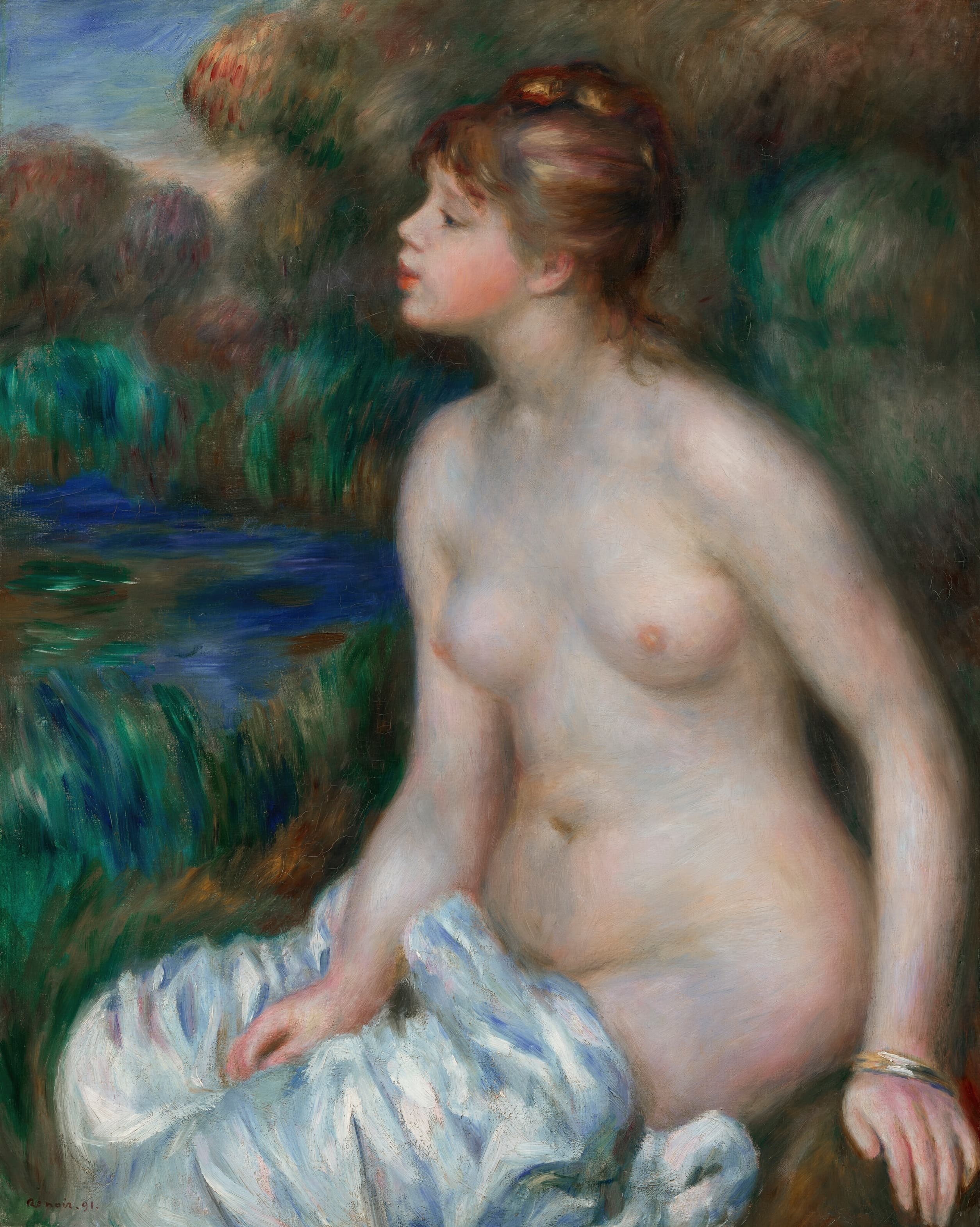 《巴瑟》（Bather）｜皮埃尔-奥古斯特·雷诺阿 Pierre-Auguste Renoir｜1891
