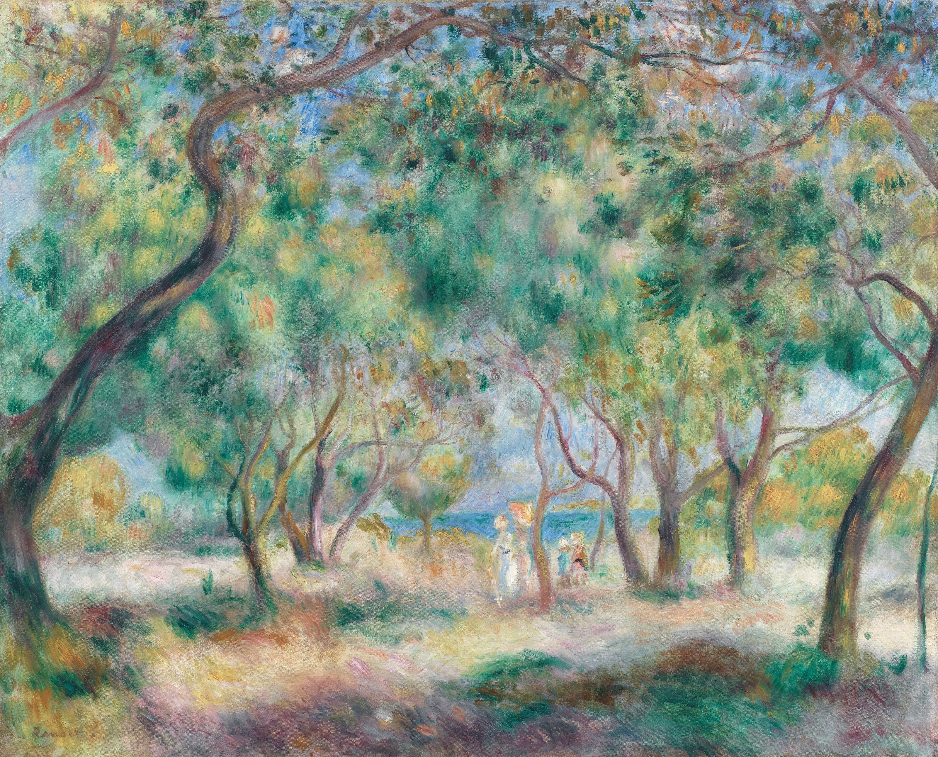 《海边漫步 (Le Bois de la Chaise Noirmoutier)》（The walk by the sea (Le Bois de la Chaise Noirmoutier)）｜皮埃尔-奥古斯特·雷诺阿 Pierre-Auguste Renoir｜约 1892