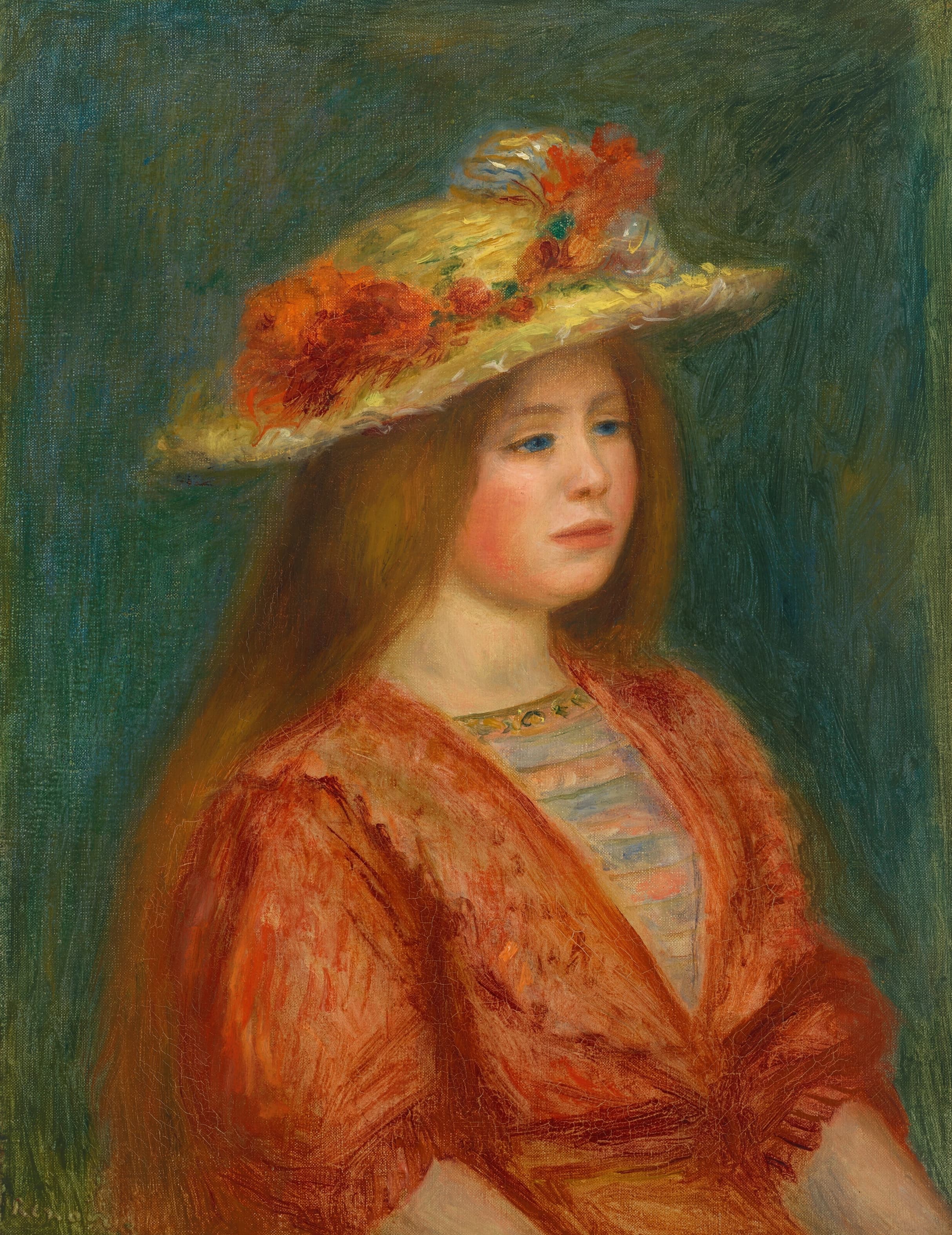 《红色紧身胸衣的女人》（Woman with red bodice）｜皮埃尔-奥古斯特·雷诺阿 Pierre-Auguste Renoir｜1893