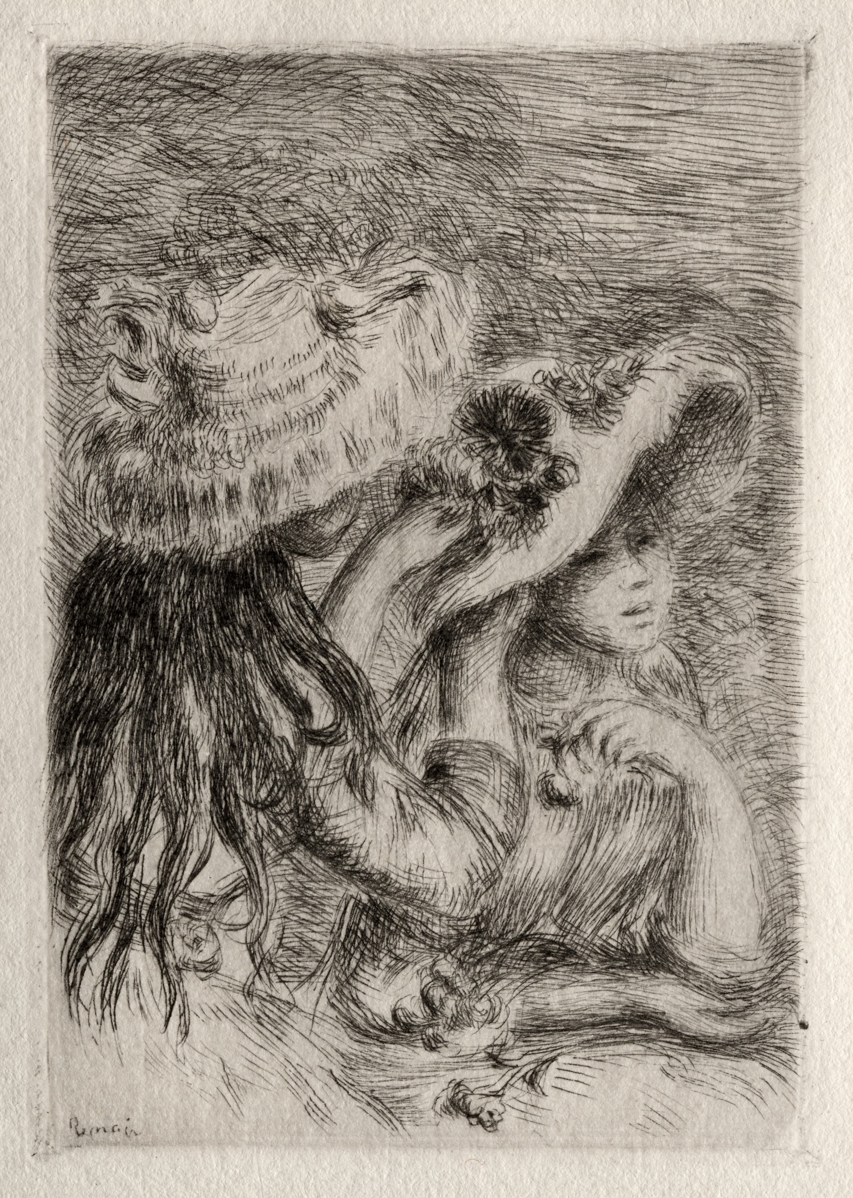 《固定帽子》（The Pinned Hat）｜皮埃尔-奥古斯特·雷诺阿 Pierre-Auguste Renoir｜1894