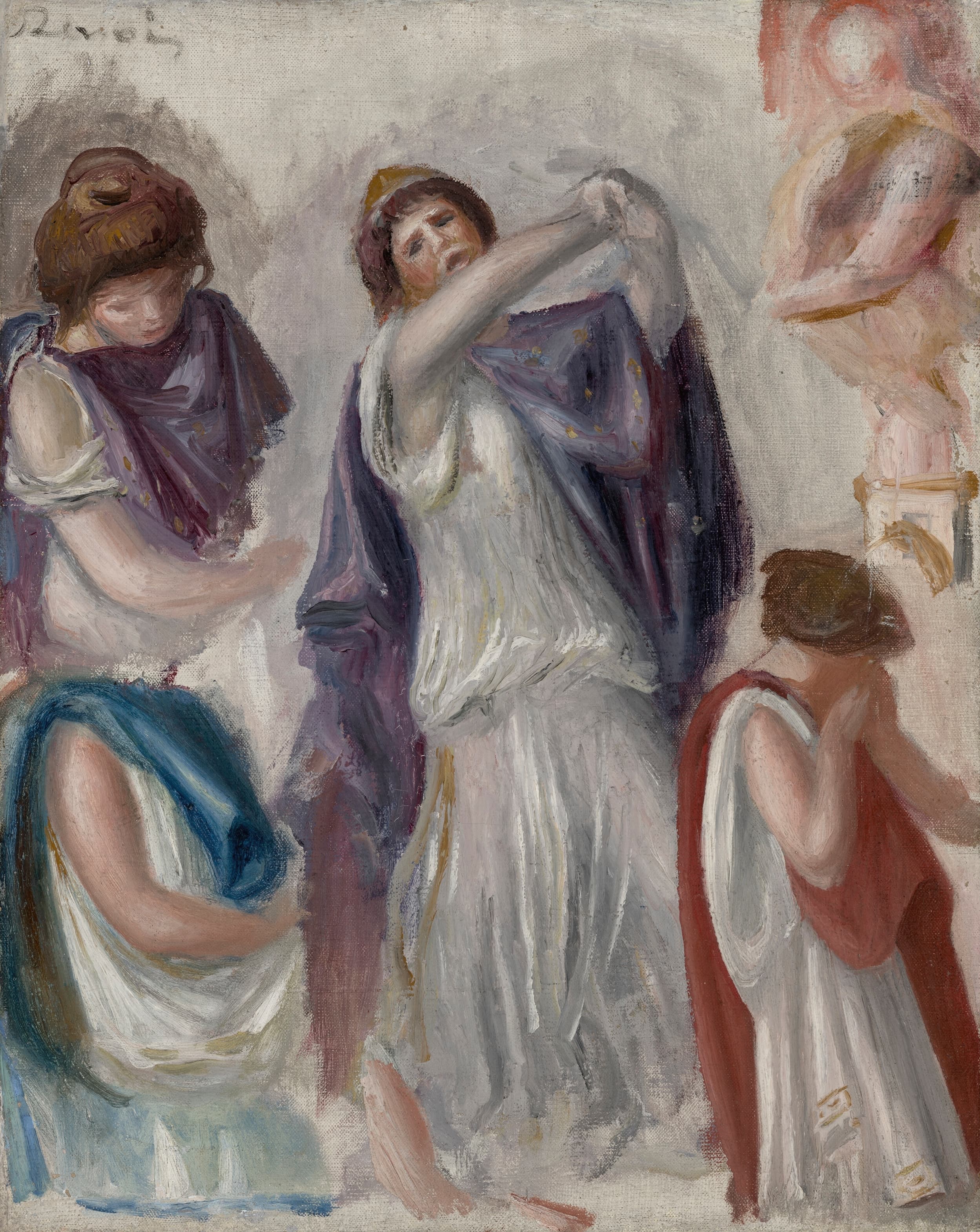 《古代场景，穿裙摆的妇女》（Ancient scene, women in peplum）｜皮埃尔-奥古斯特·雷诺阿 Pierre-Auguste Renoir｜1895