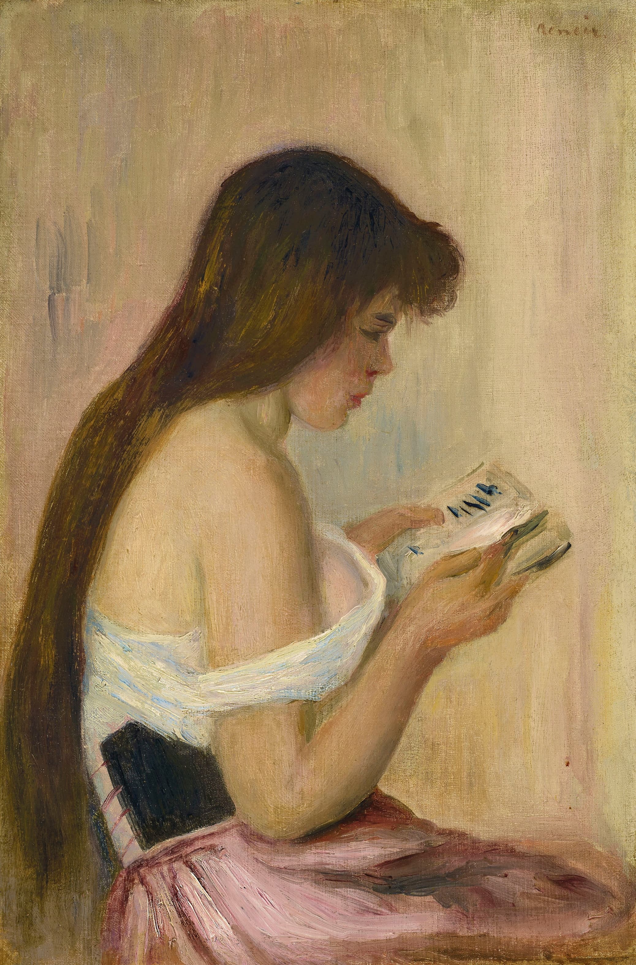 《年轻女孩读书》（Young girl reading）｜皮埃尔-奥古斯特·雷诺阿 Pierre-Auguste Renoir｜约 1896
