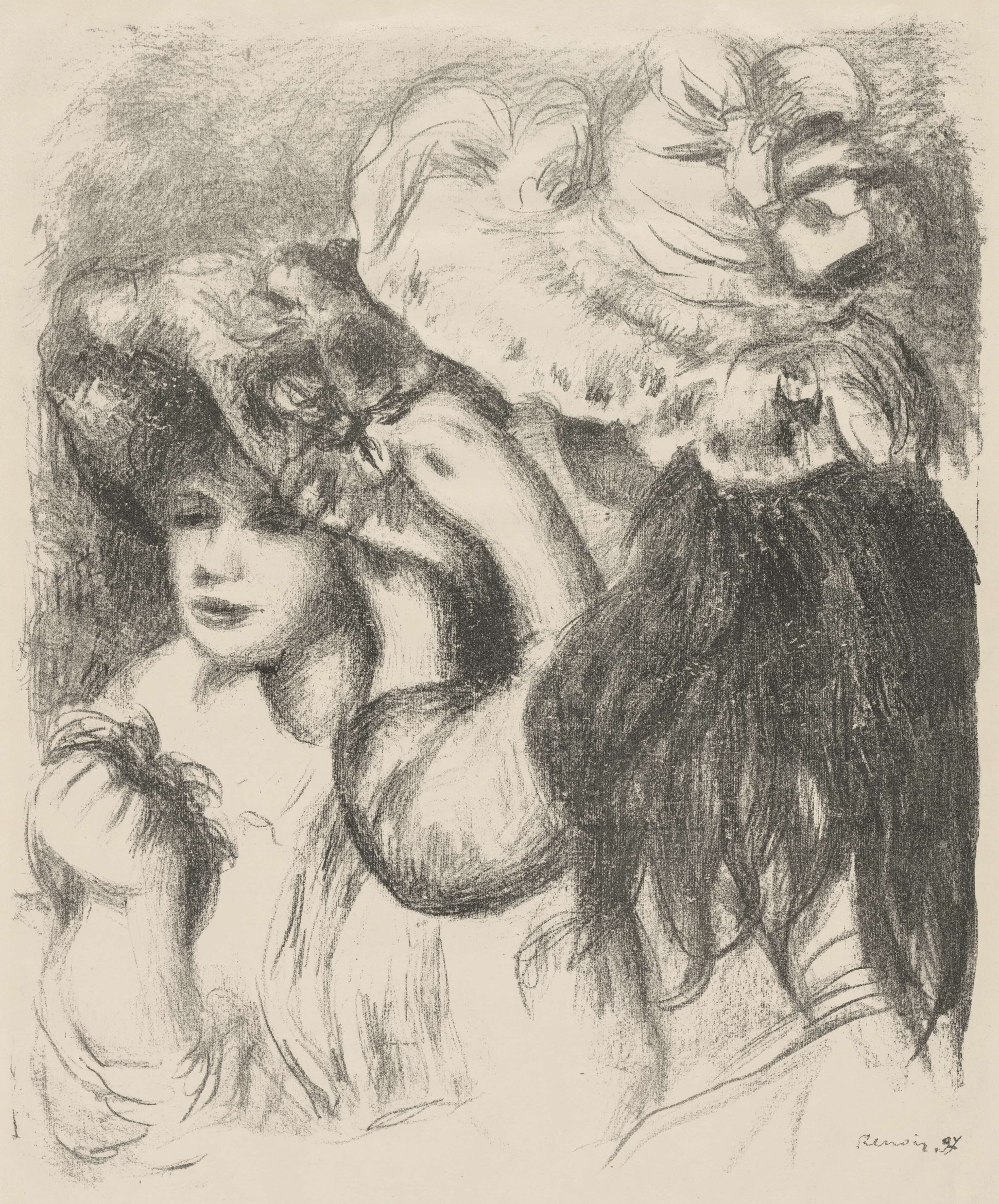 《固定帽子》（Pinning the Hat）｜皮埃尔-奥古斯特·雷诺阿 Pierre-Auguste Renoir｜1897