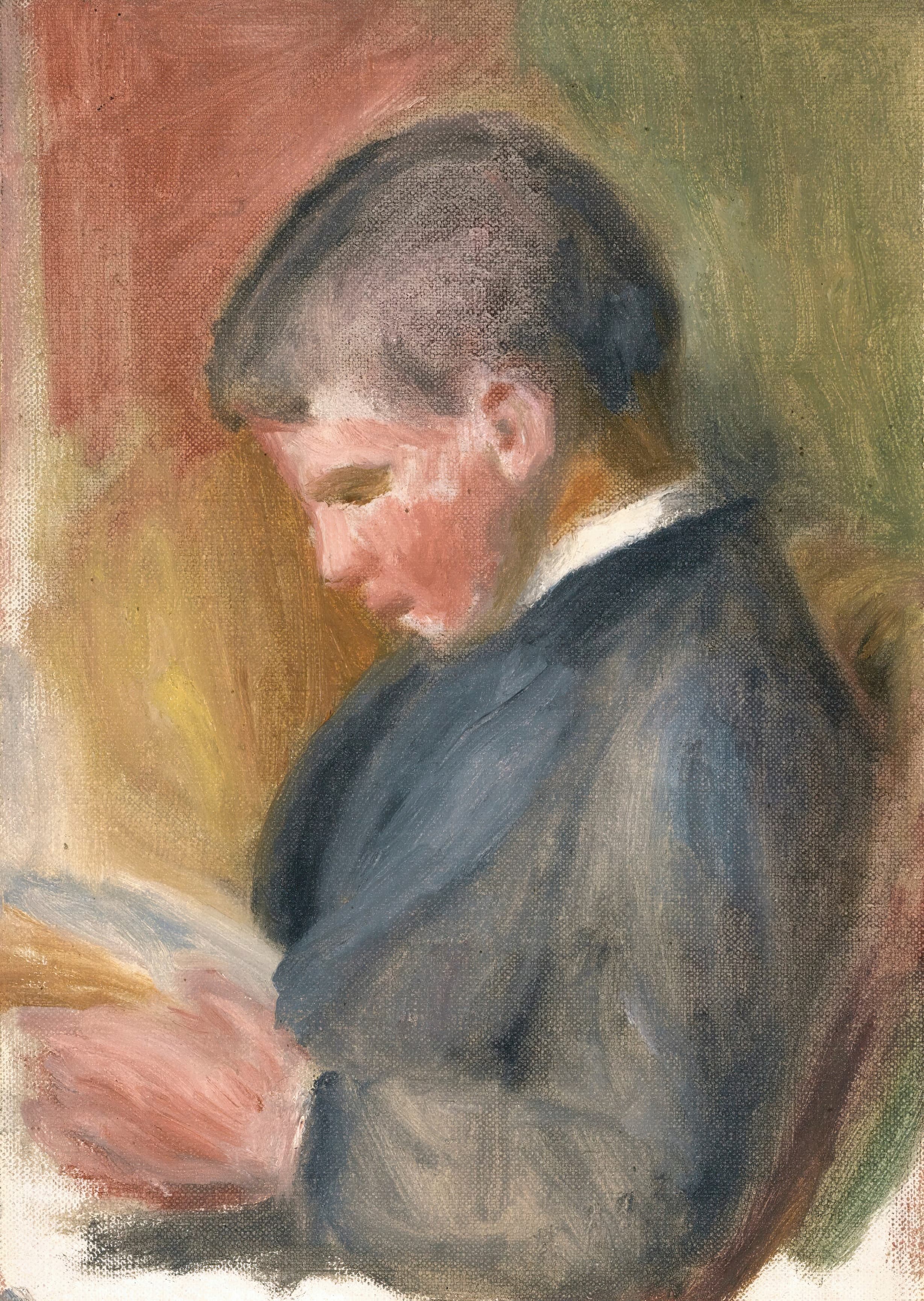 《皮埃尔·雷诺阿读书》（Pierre Renoir reading）｜皮埃尔-奥古斯特·雷诺阿 Pierre-Auguste Renoir｜约 1898