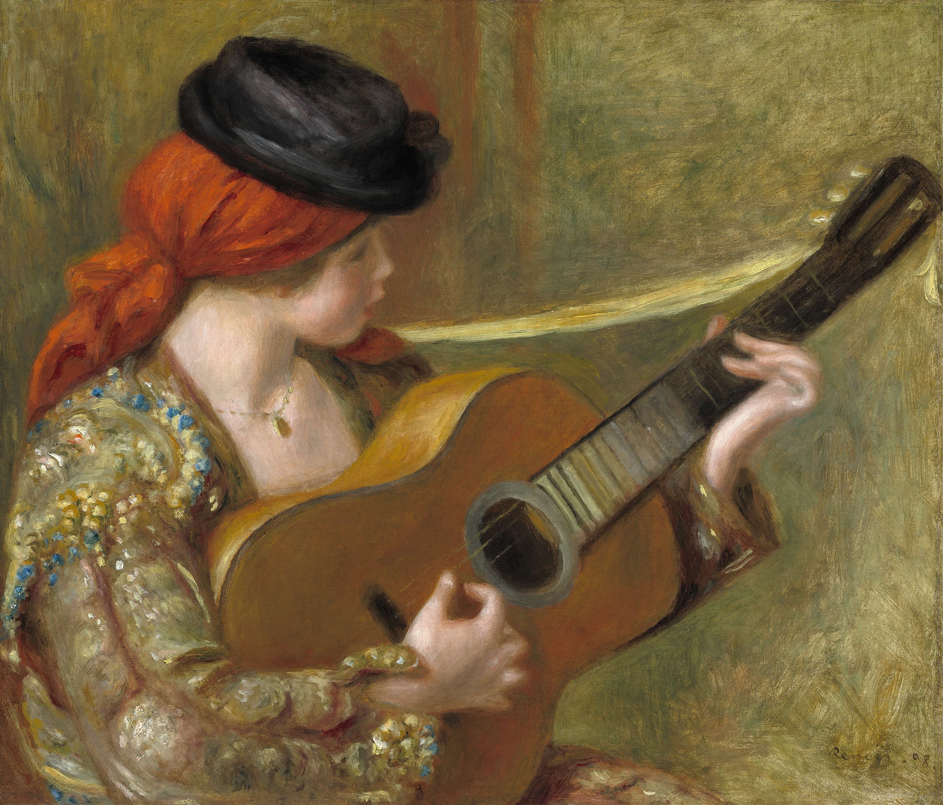 《弹吉他的西班牙年轻女子》（Young Spanish Woman with a Guitar）｜皮埃尔-奥古斯特·雷诺阿 Pierre-Auguste Renoir｜1898