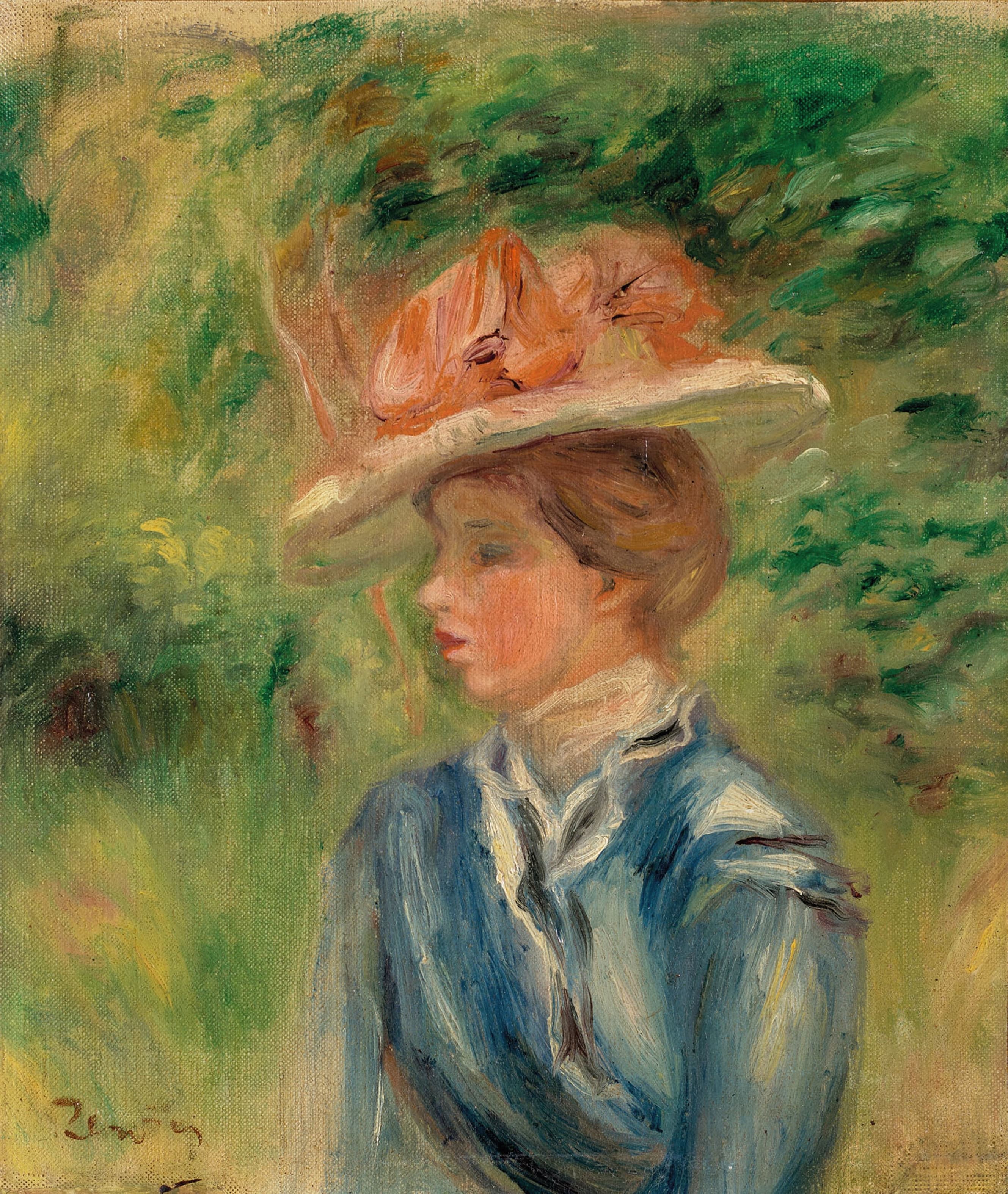《Young woman with flowered hat》｜皮埃尔-奥古斯特·雷诺阿 Pierre-Auguste Renoir｜1898–1905