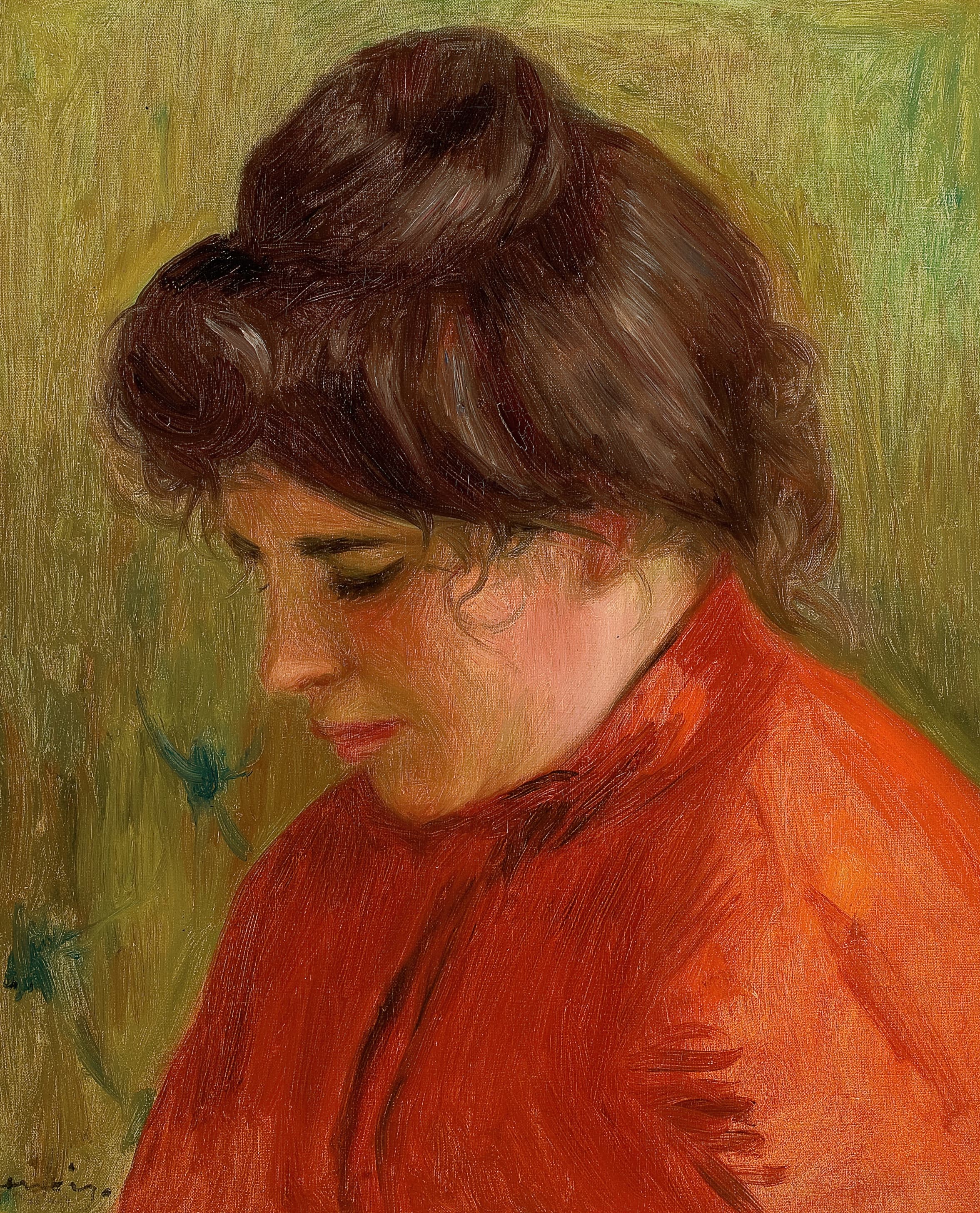《红衣加布里埃尔》（Gabrielle in Red）｜皮埃尔-奥古斯特·雷诺阿 Pierre-Auguste Renoir｜1903