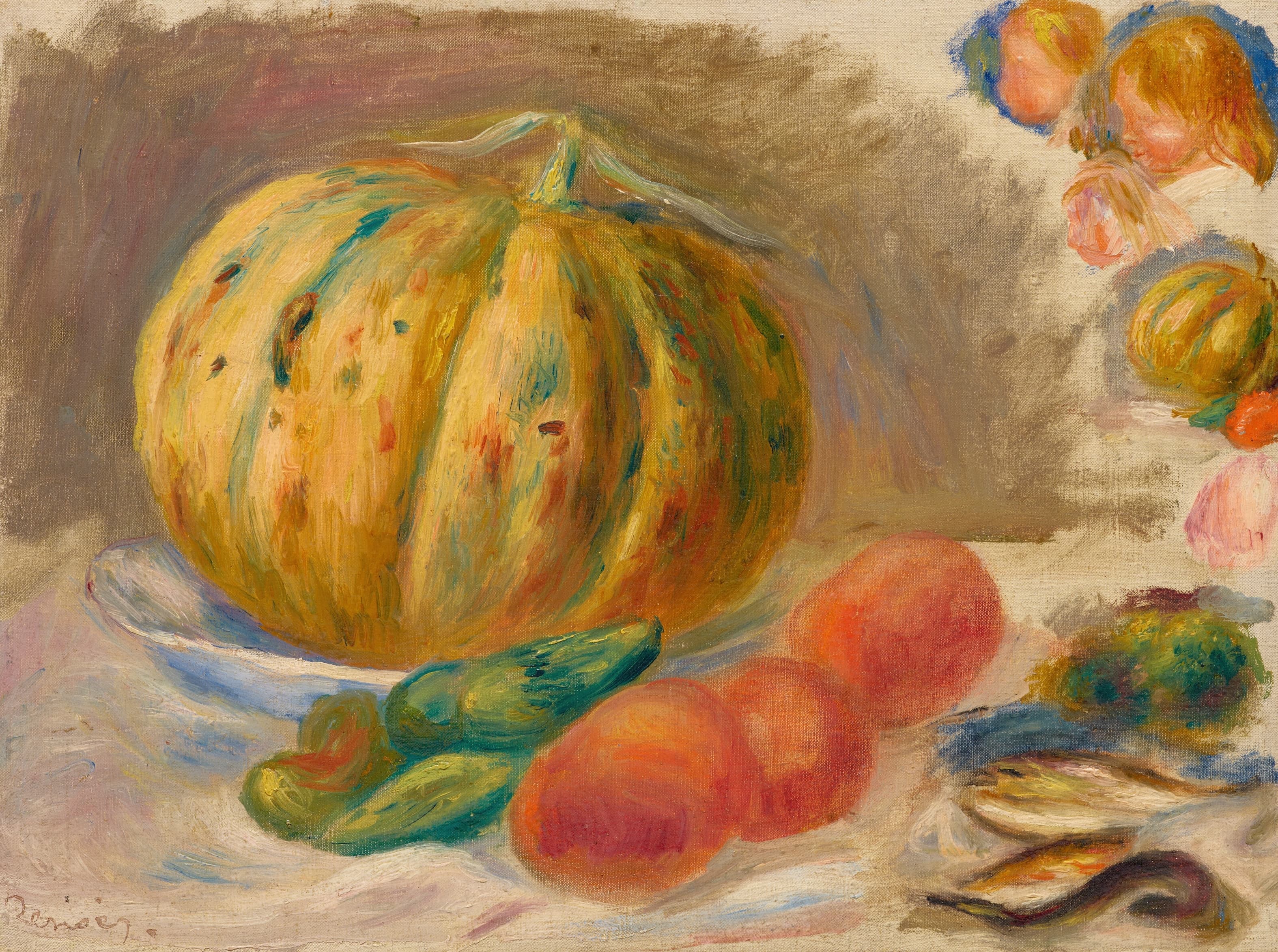 《甜瓜和番茄组合物》（Melon and tomato composition）｜皮埃尔-奥古斯特·雷诺阿 Pierre-Auguste Renoir｜约 1903