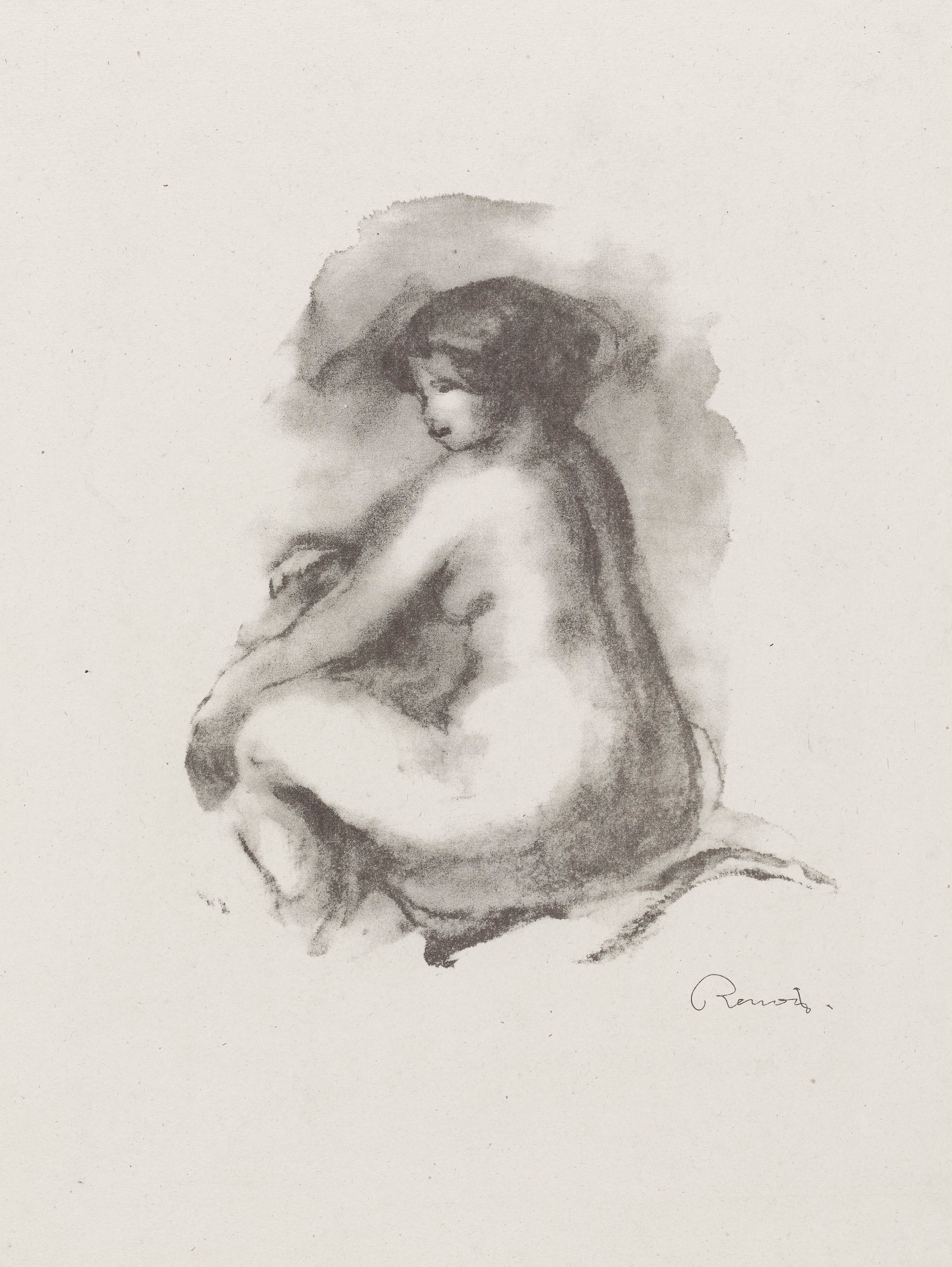 《一个裸体女人的研究，坐着》（Study of a nude woman, seated）｜皮埃尔-奥古斯特·雷诺阿 Pierre-Auguste Renoir｜1904
