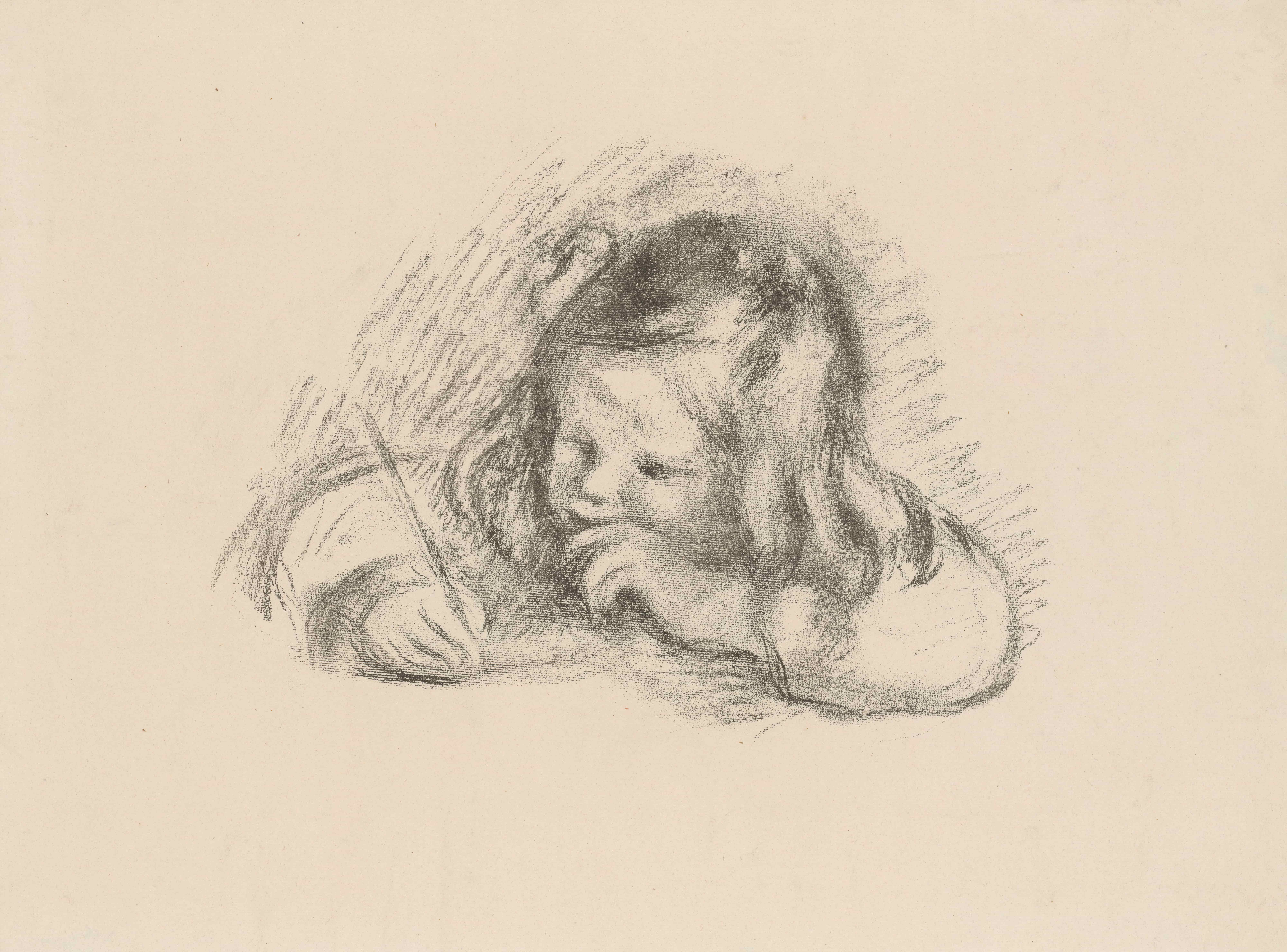 《拿笔架的小男孩》（The little boy with the penholder）｜皮埃尔-奥古斯特·雷诺阿 Pierre-Auguste Renoir｜1904