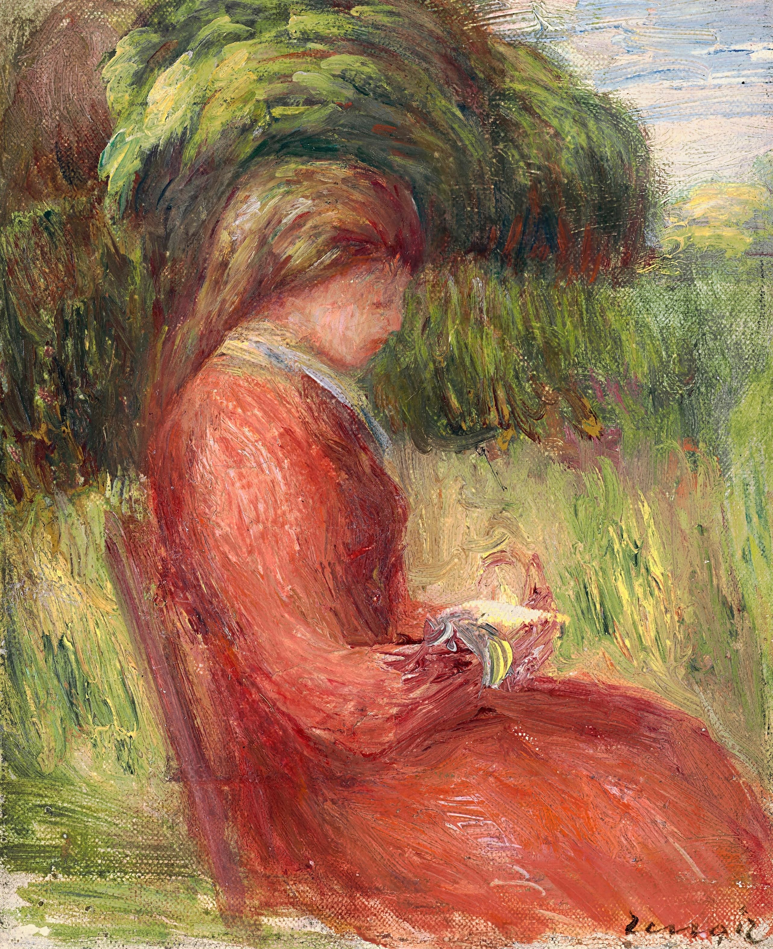 《年轻女子坐着》（Young woman sitting）｜皮埃尔-奥古斯特·雷诺阿 Pierre-Auguste Renoir｜约 1905