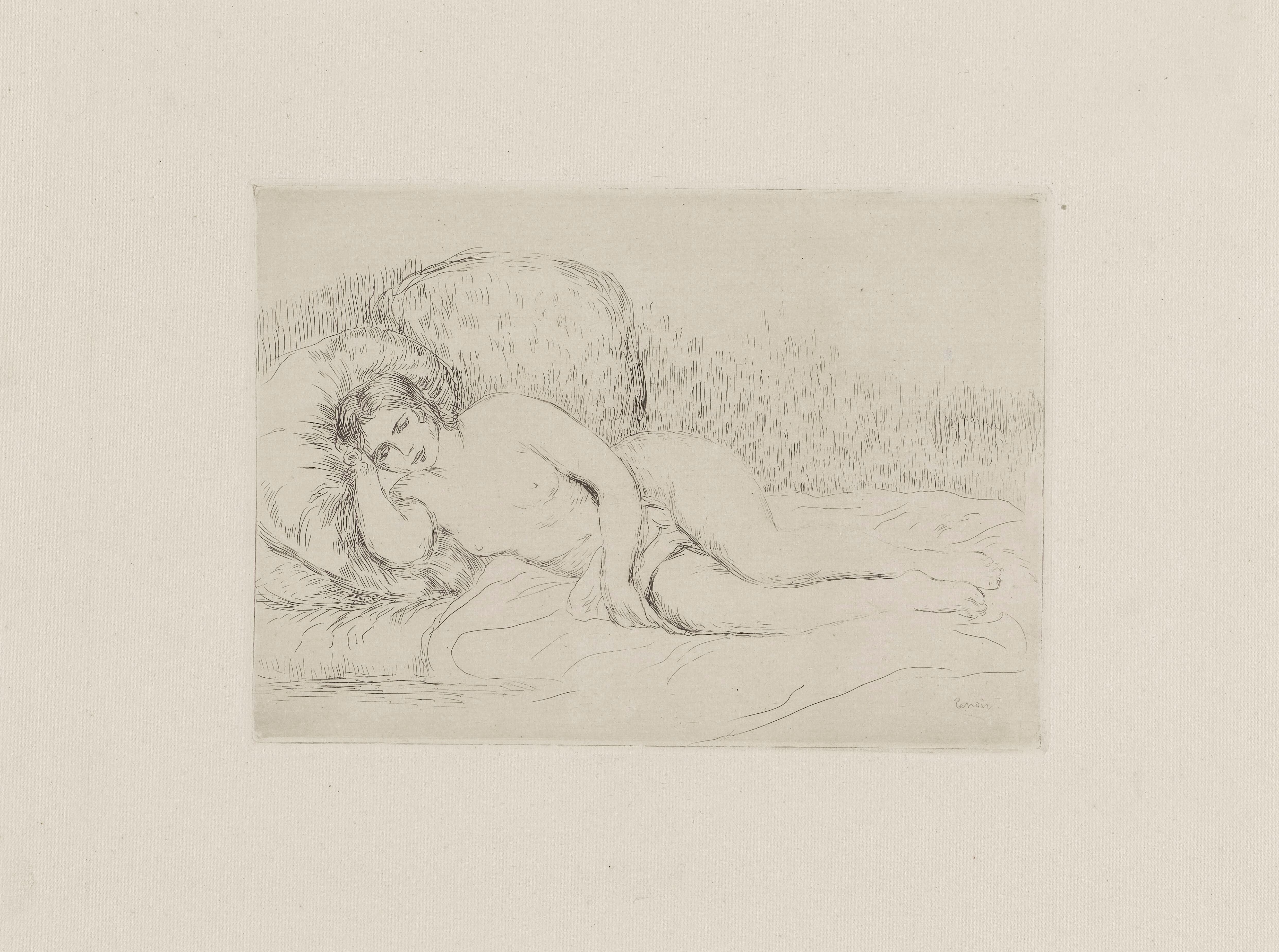 《说谎的女人（左转）》（Lying woman (turned left)）｜皮埃尔-奥古斯特·雷诺阿 Pierre-Auguste Renoir｜1906