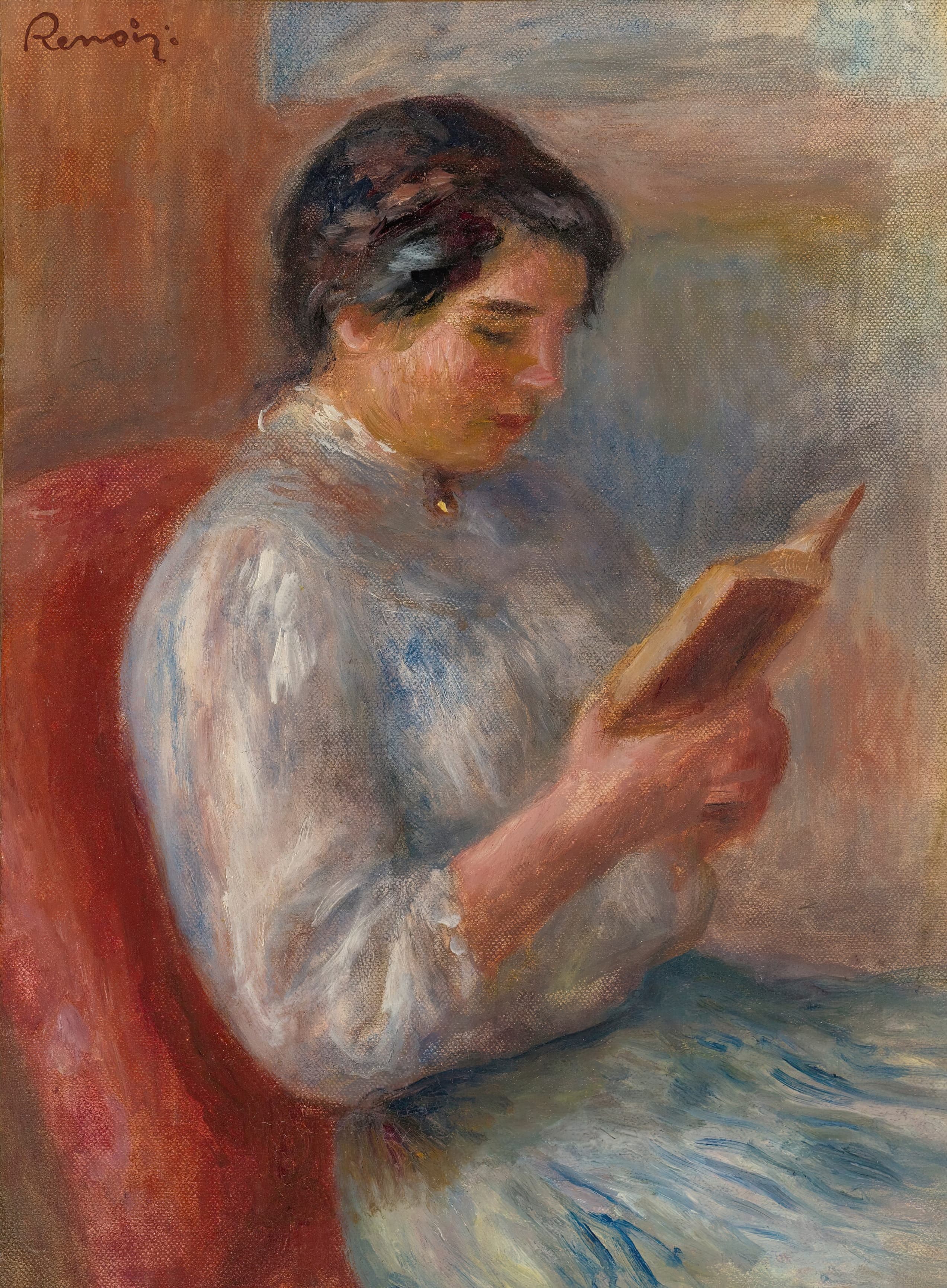 《女人读书》（Woman reading）｜皮埃尔-奥古斯特·雷诺阿 Pierre-Auguste Renoir｜1906