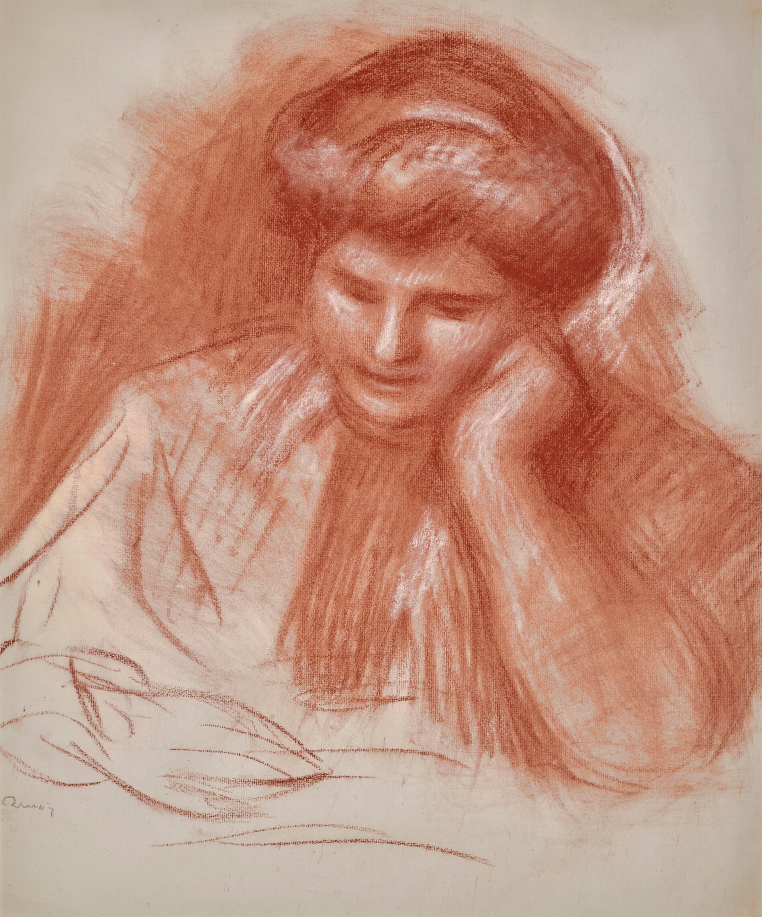《加布里埃尔阅读》（Gabrielle reading）｜皮埃尔-奥古斯特·雷诺阿 Pierre-Auguste Renoir｜约 1907