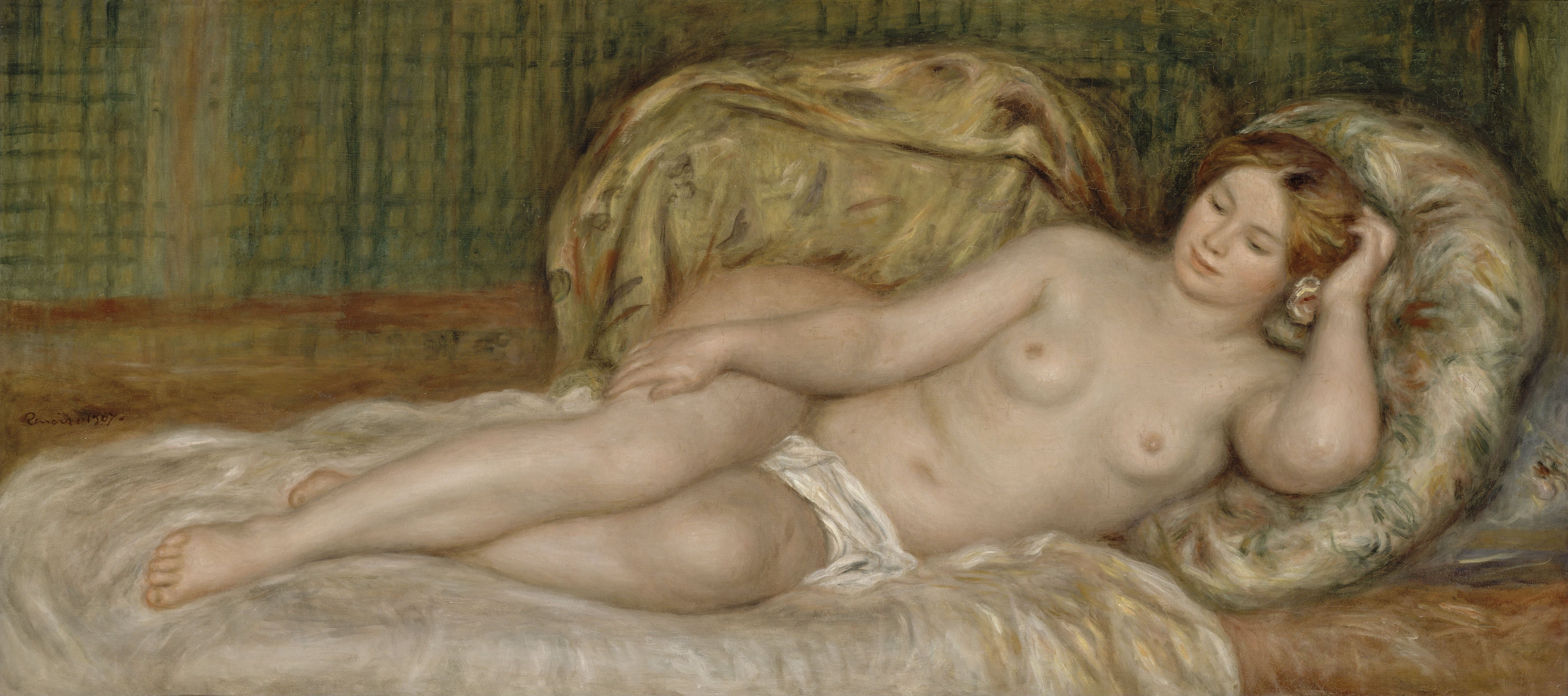 《大裸体》（Large Nude）｜皮埃尔-奥古斯特·雷诺阿 Pierre-Auguste Renoir｜1907