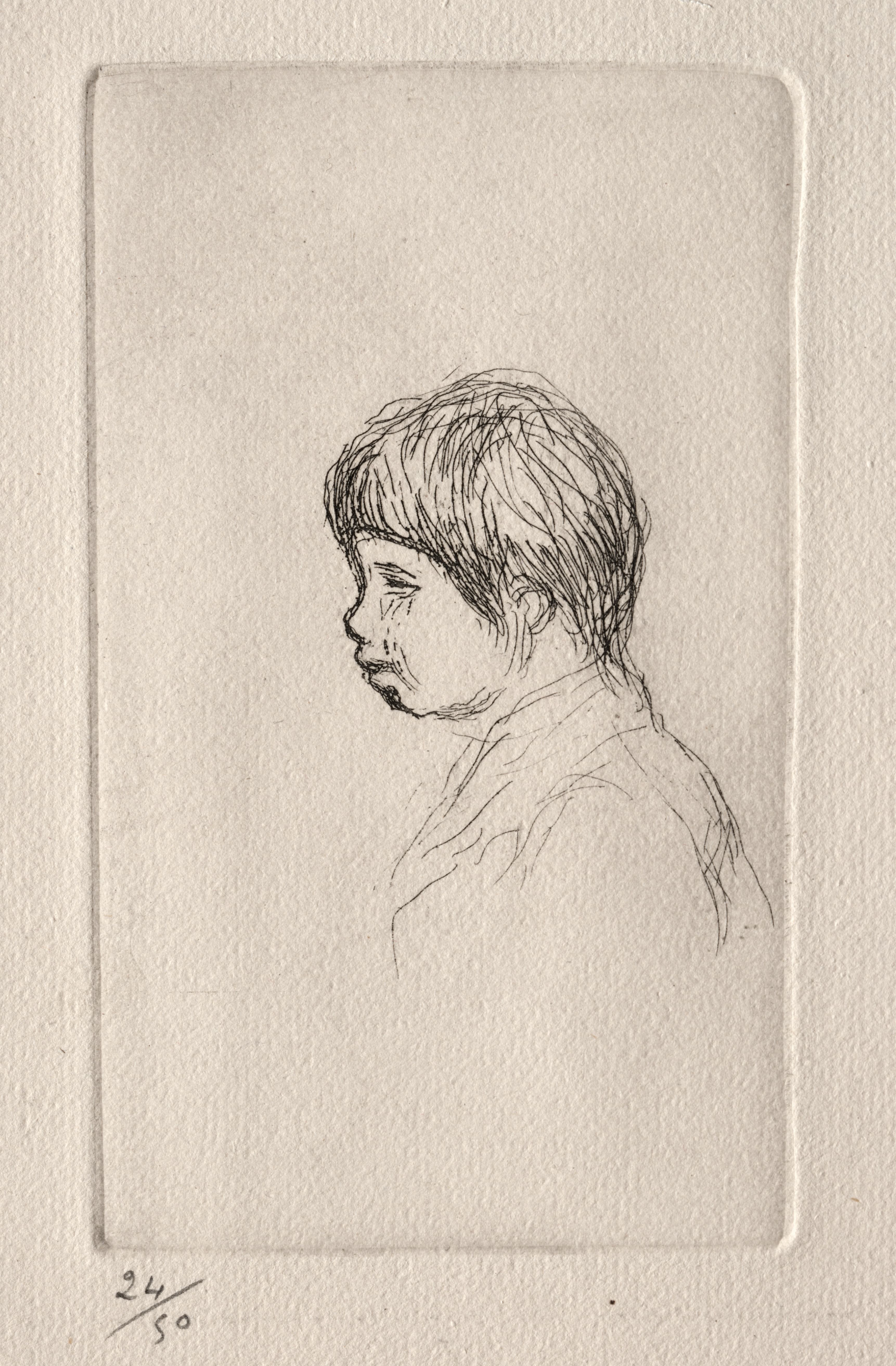 《艺术家之子克劳德·雷诺阿的侧面》（Claude Renoir, the Artist’s Son, in Profile）｜皮埃尔-奥古斯特·雷诺阿 Pierre-Auguste Renoir｜1908