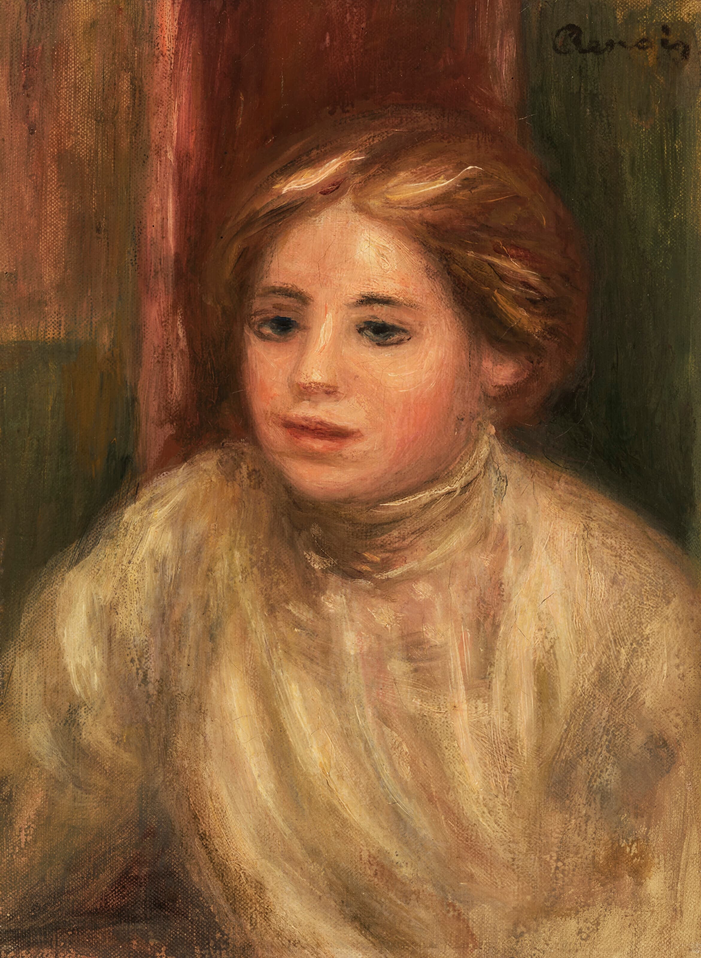 《金发女人的头》（Head of a blonde woman）｜皮埃尔-奥古斯特·雷诺阿 Pierre-Auguste Renoir｜1908