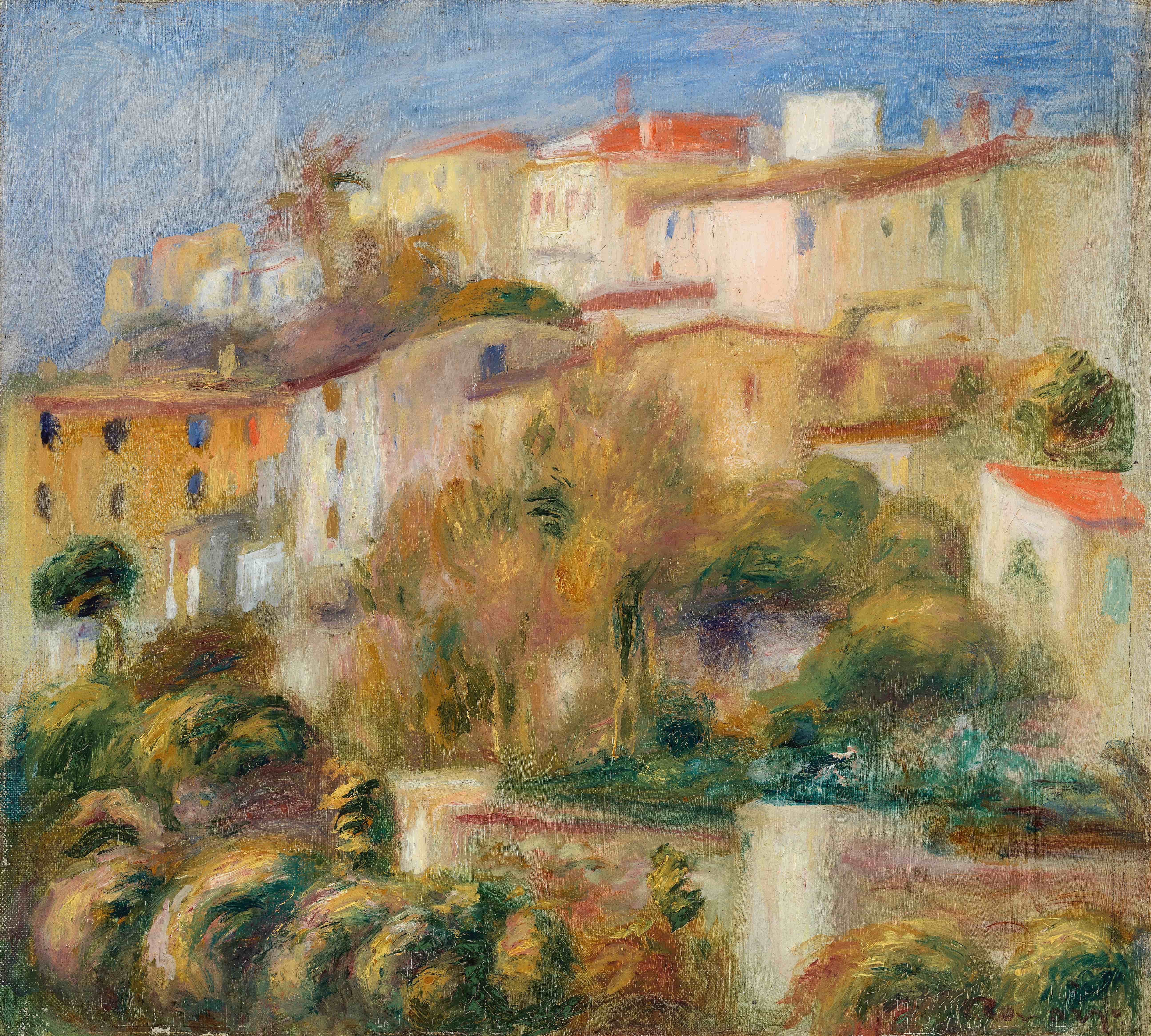 《山上的房子》（Houses on a Hill）｜皮埃尔-奥古斯特·雷诺阿 Pierre-Auguste Renoir｜1908