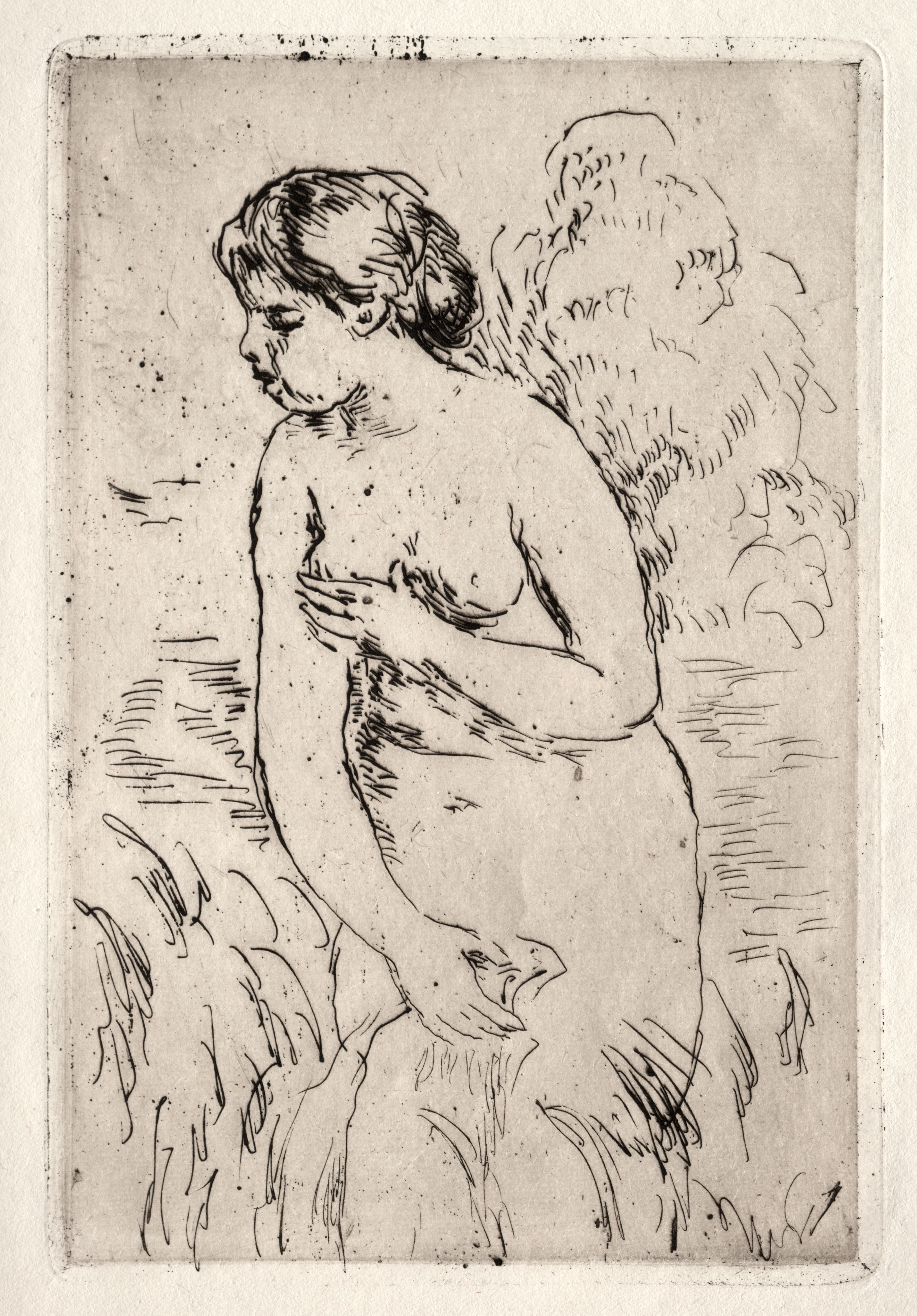 《沐浴者站到膝盖处》（Bather Standing Up to Her Knees）｜皮埃尔-奥古斯特·雷诺阿 Pierre-Auguste Renoir｜1910