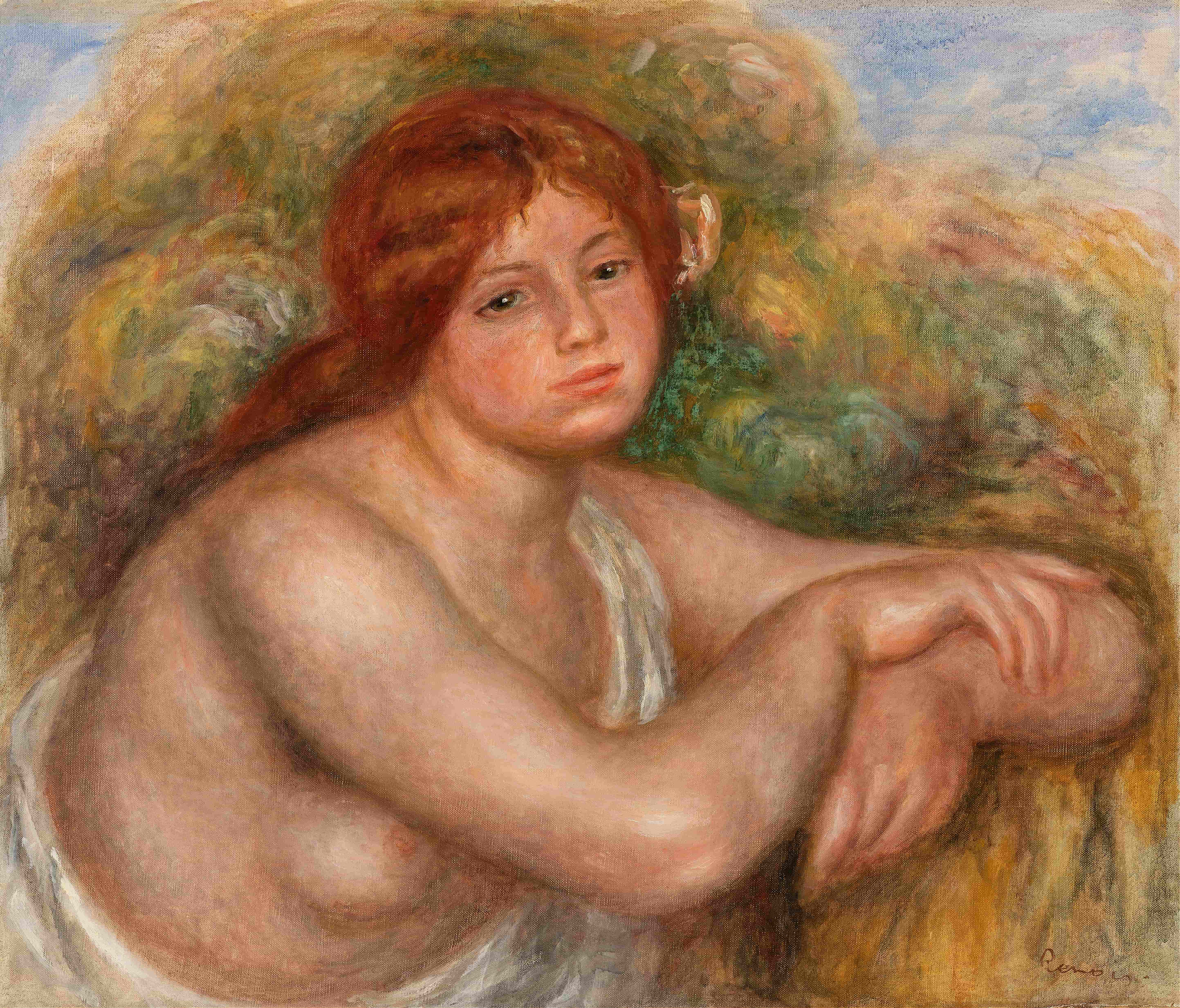 《裸体研究，一个女人的半身像》（Nude Study, Bust of a Woman）｜皮埃尔-奥古斯特·雷诺阿 Pierre-Auguste Renoir｜约. 1910