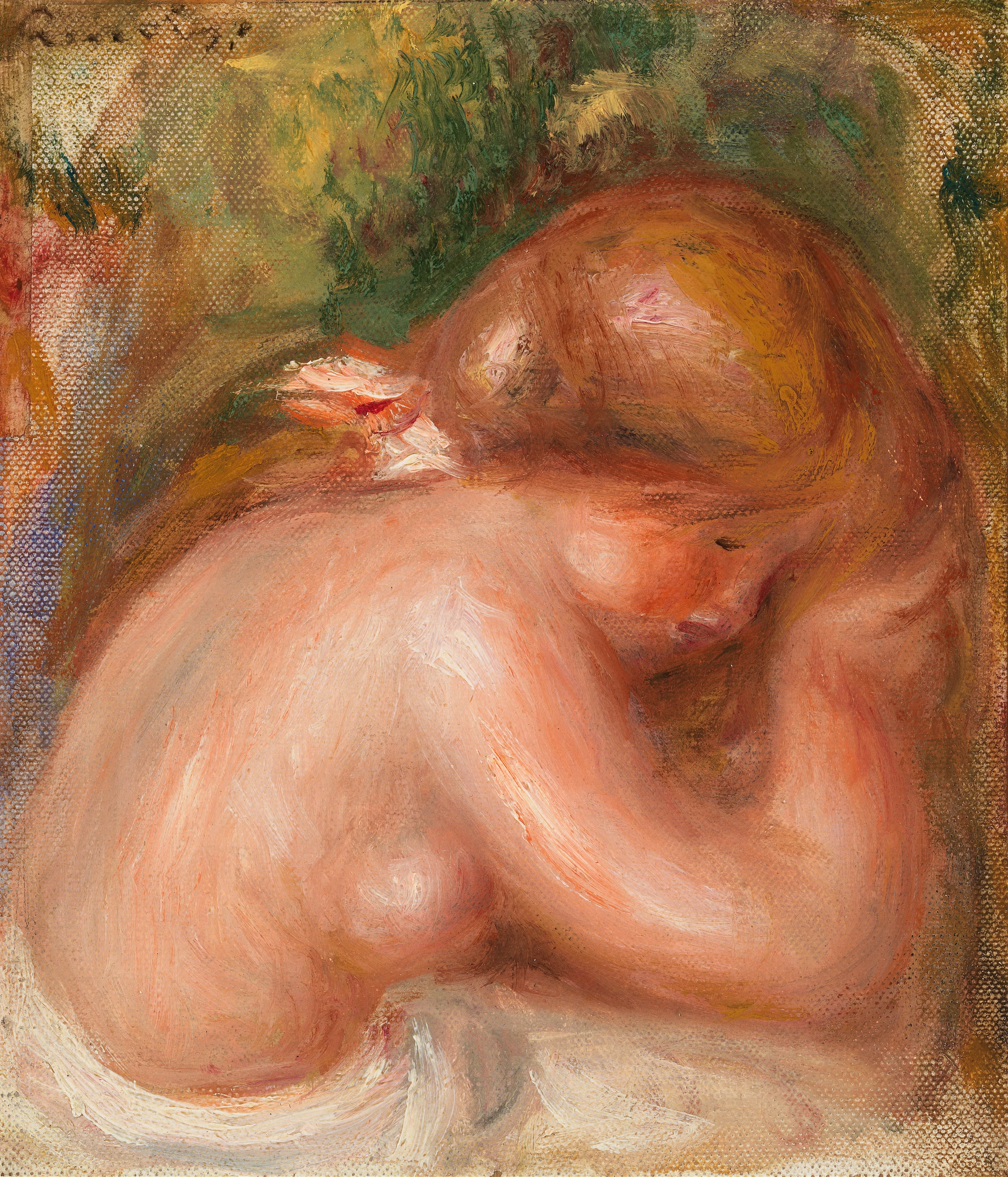 《年轻女孩的裸体躯干》（Nude Torso of Young Girl）｜皮埃尔-奥古斯特·雷诺阿 Pierre-Auguste Renoir｜约. 1910–1912