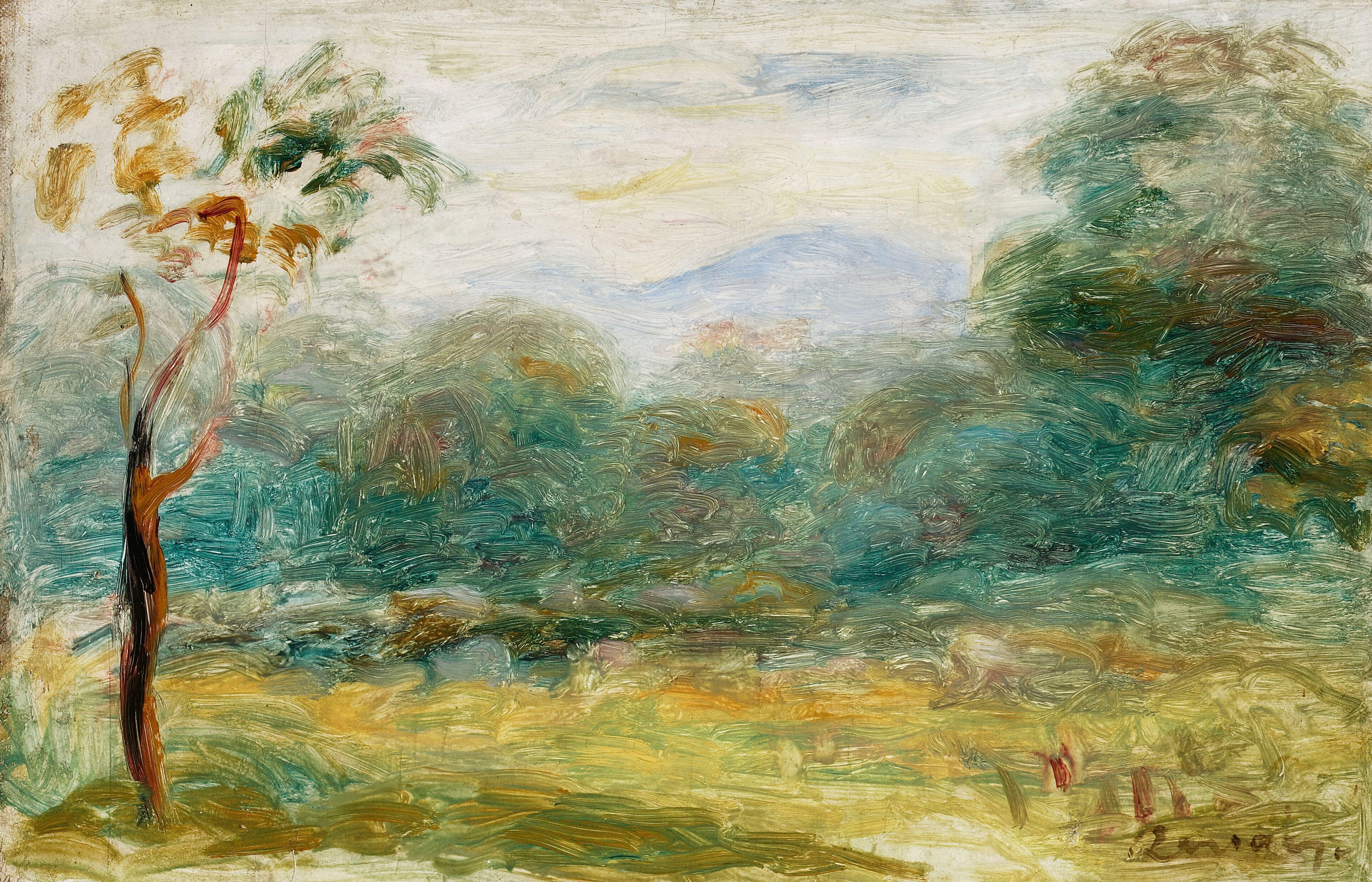 《法国南部的风景（滨海卡涅）》（Landscape from the south of France (Cagnes-sur-Mer)）｜皮埃尔-奥古斯特·雷诺阿 Pierre-Auguste Renoir｜1911