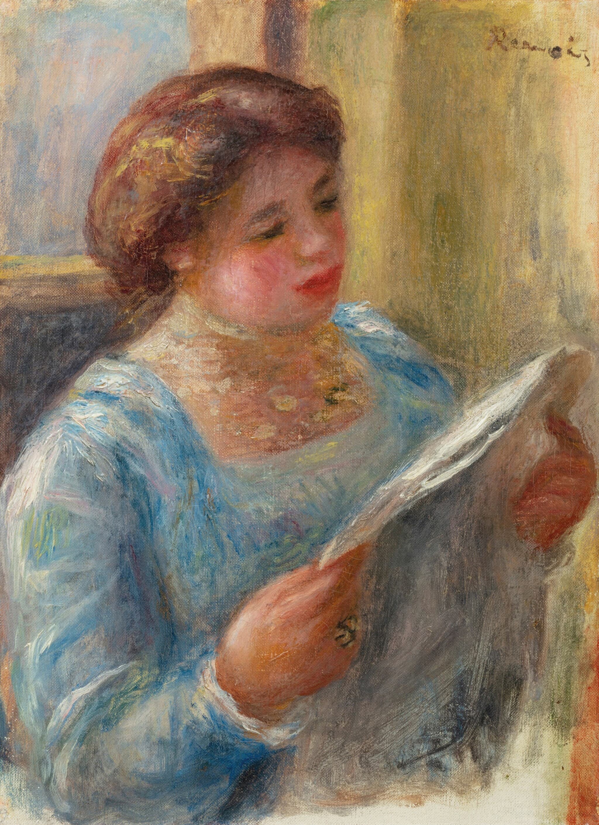 《年轻女子读书》（Young woman reading）｜皮埃尔-奥古斯特·雷诺阿 Pierre-Auguste Renoir｜1912