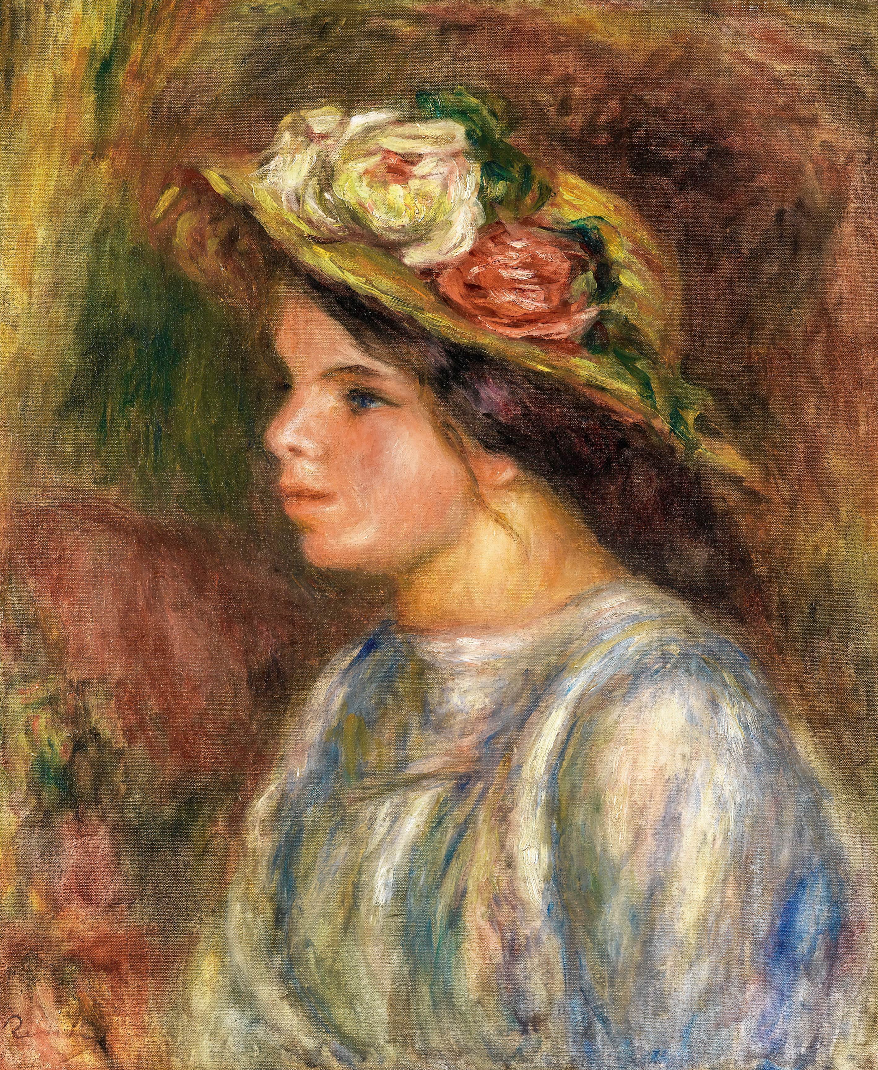 《妇女半身像，修剪草帽》（Bust of Woman, Trimmed Straw Hat）｜皮埃尔-奥古斯特·雷诺阿 Pierre-Auguste Renoir｜约 1914
