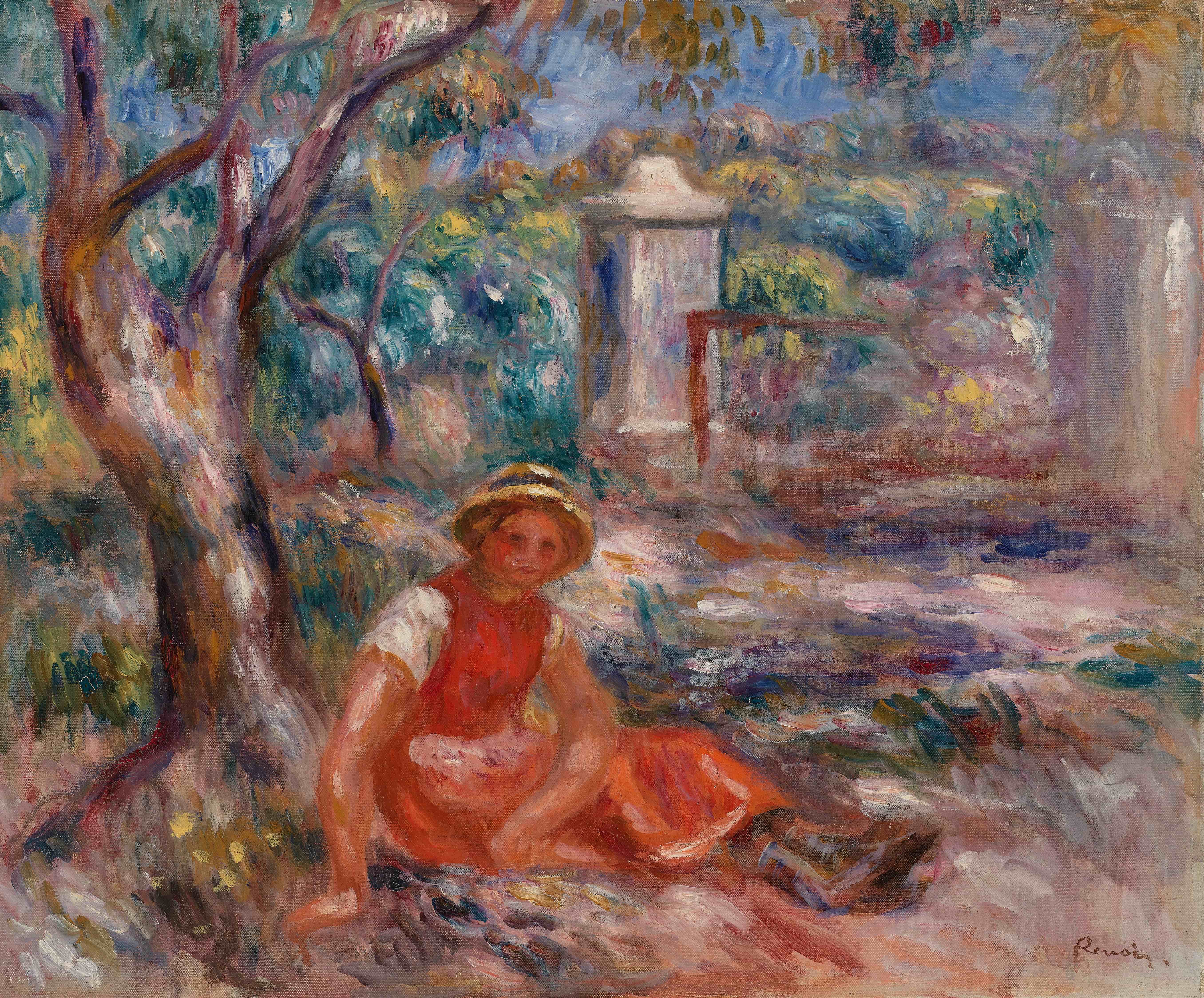 《树下的女孩》（Girl at the Foot of a Tree）｜皮埃尔-奥古斯特·雷诺阿 Pierre-Auguste Renoir｜约. 1914