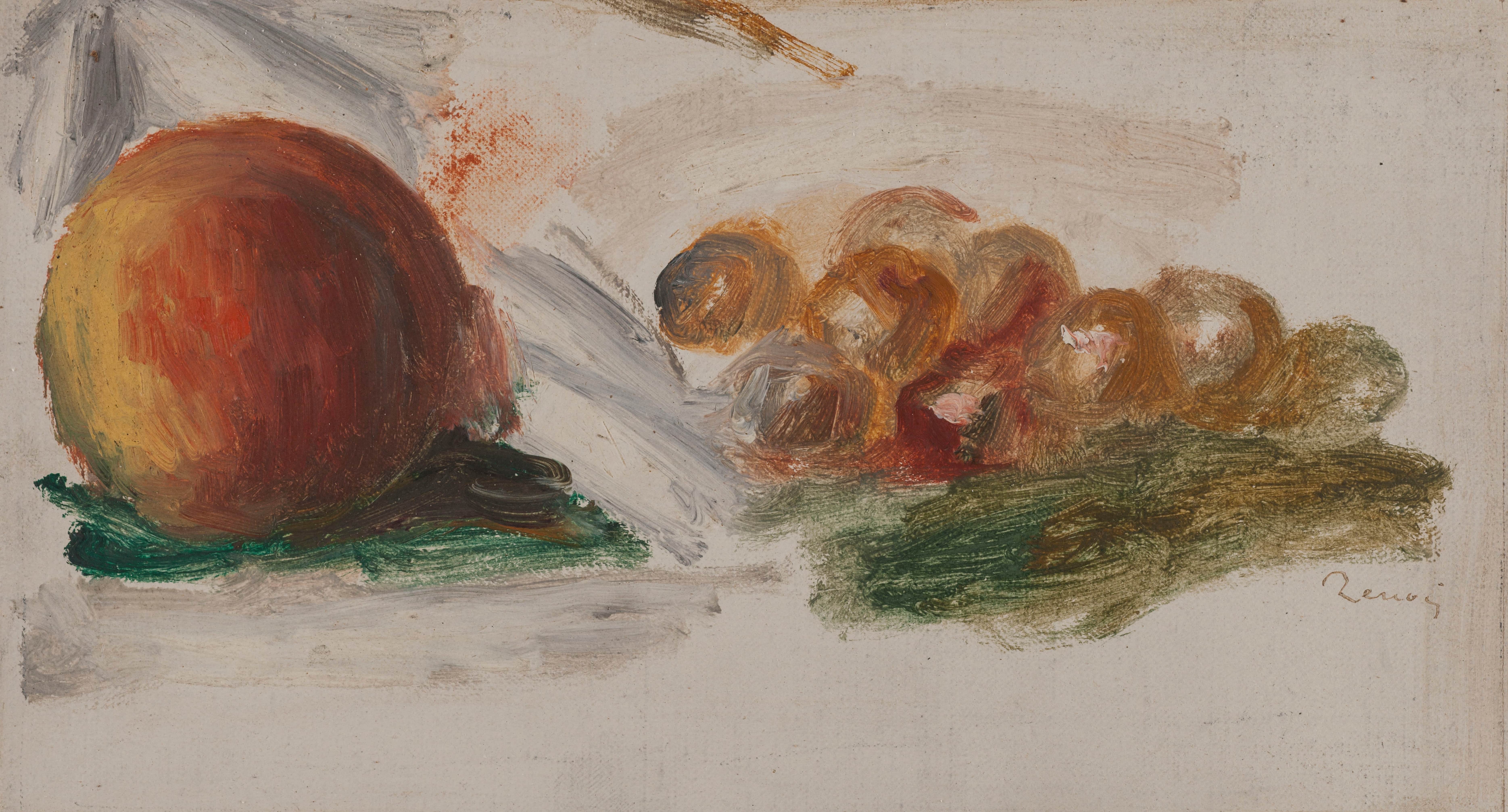 《桃子和葡萄》（Peach and grapes）｜皮埃尔-奥古斯特·雷诺阿 Pierre-Auguste Renoir｜1914