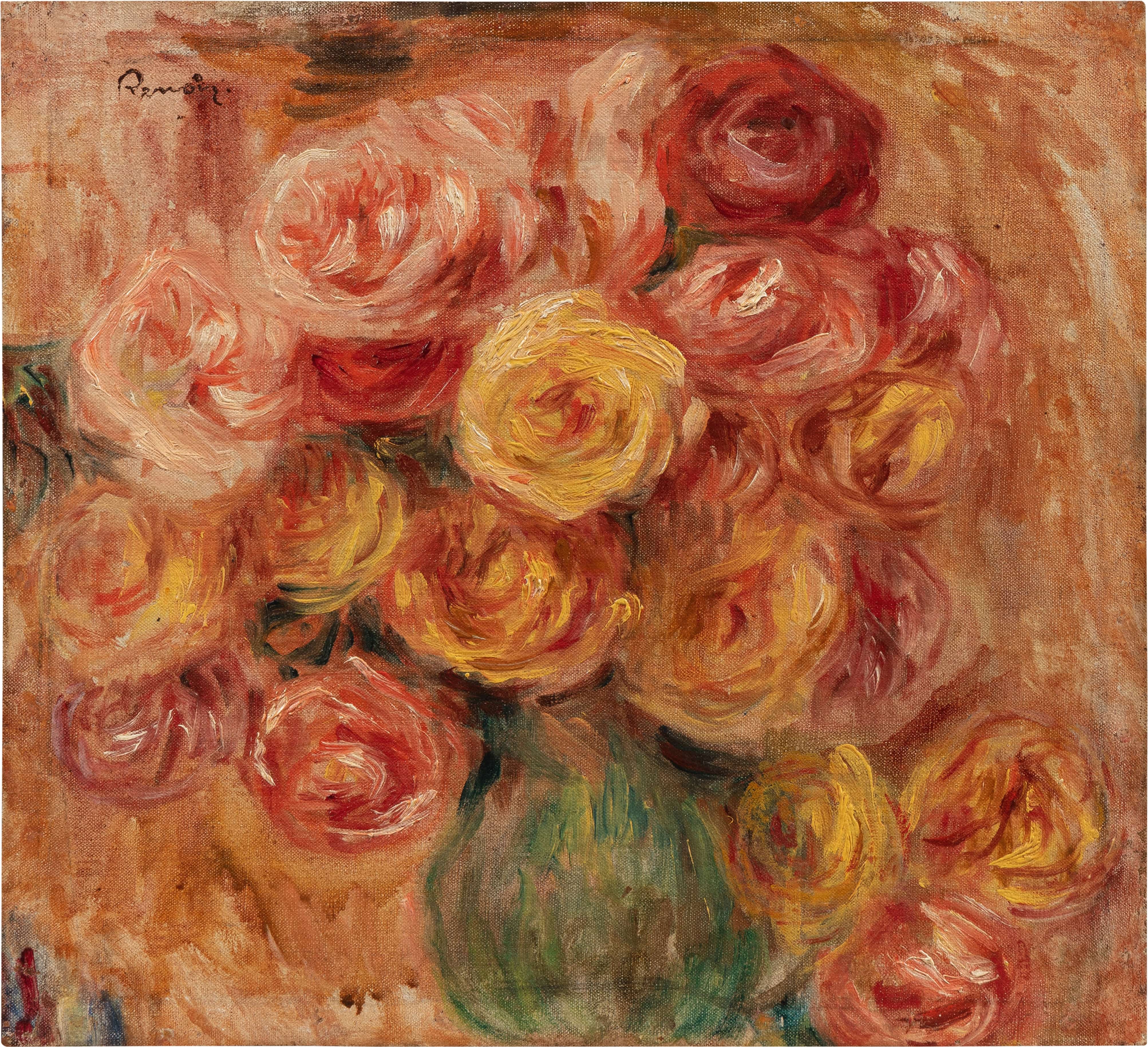 《玫瑰花的素描》（Sketch of roses）｜皮埃尔-奥古斯特·雷诺阿 Pierre-Auguste Renoir｜1914–1916