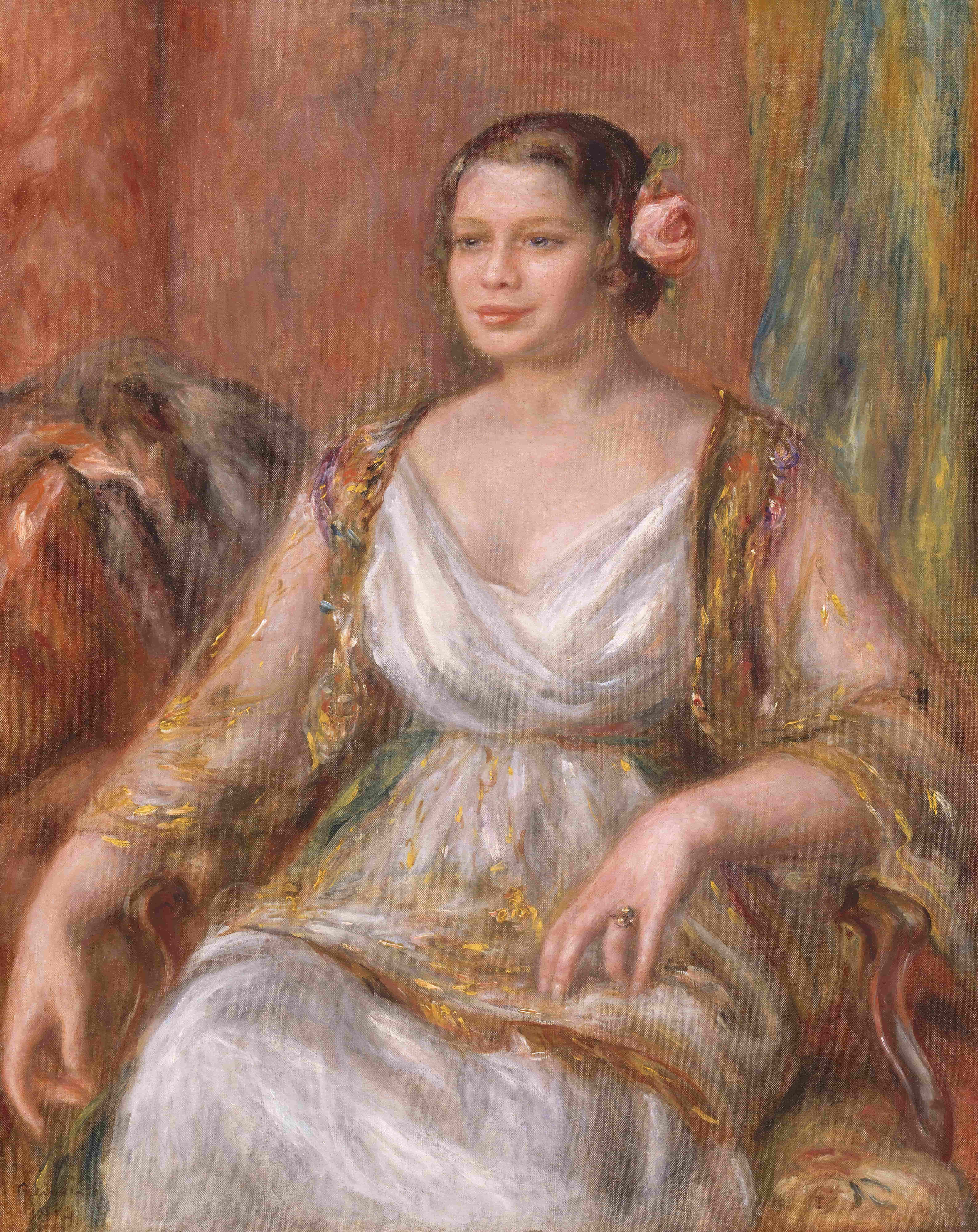 《蒂拉·杜里厄（奥蒂莉·戈德弗罗伊，1880–1971）》（Tilla Durieux (Ottilie Godeffroy, 1880–1971)）｜皮埃尔-奥古斯特·雷诺阿 Pierre-Auguste Renoir｜1914