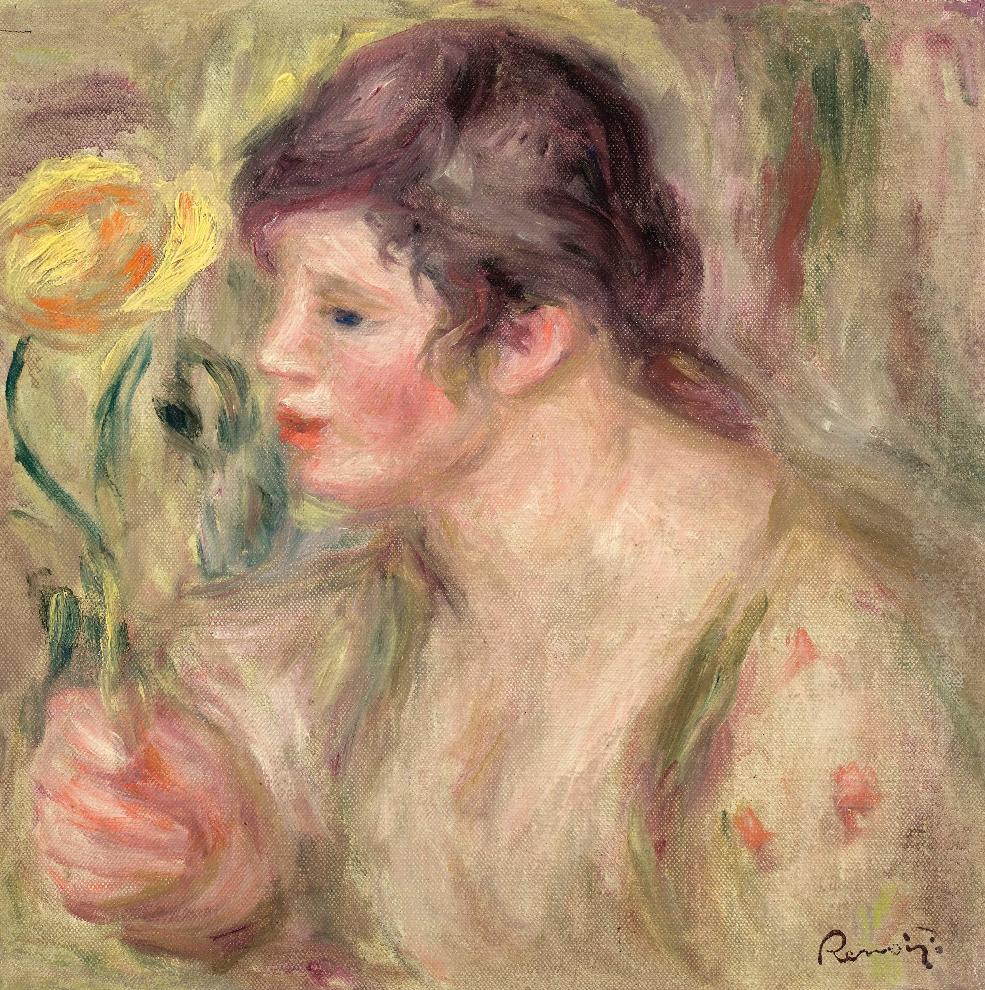 《Woman with rose》｜皮埃尔-奥古斯特·雷诺阿 Pierre-Auguste Renoir｜1917–1919