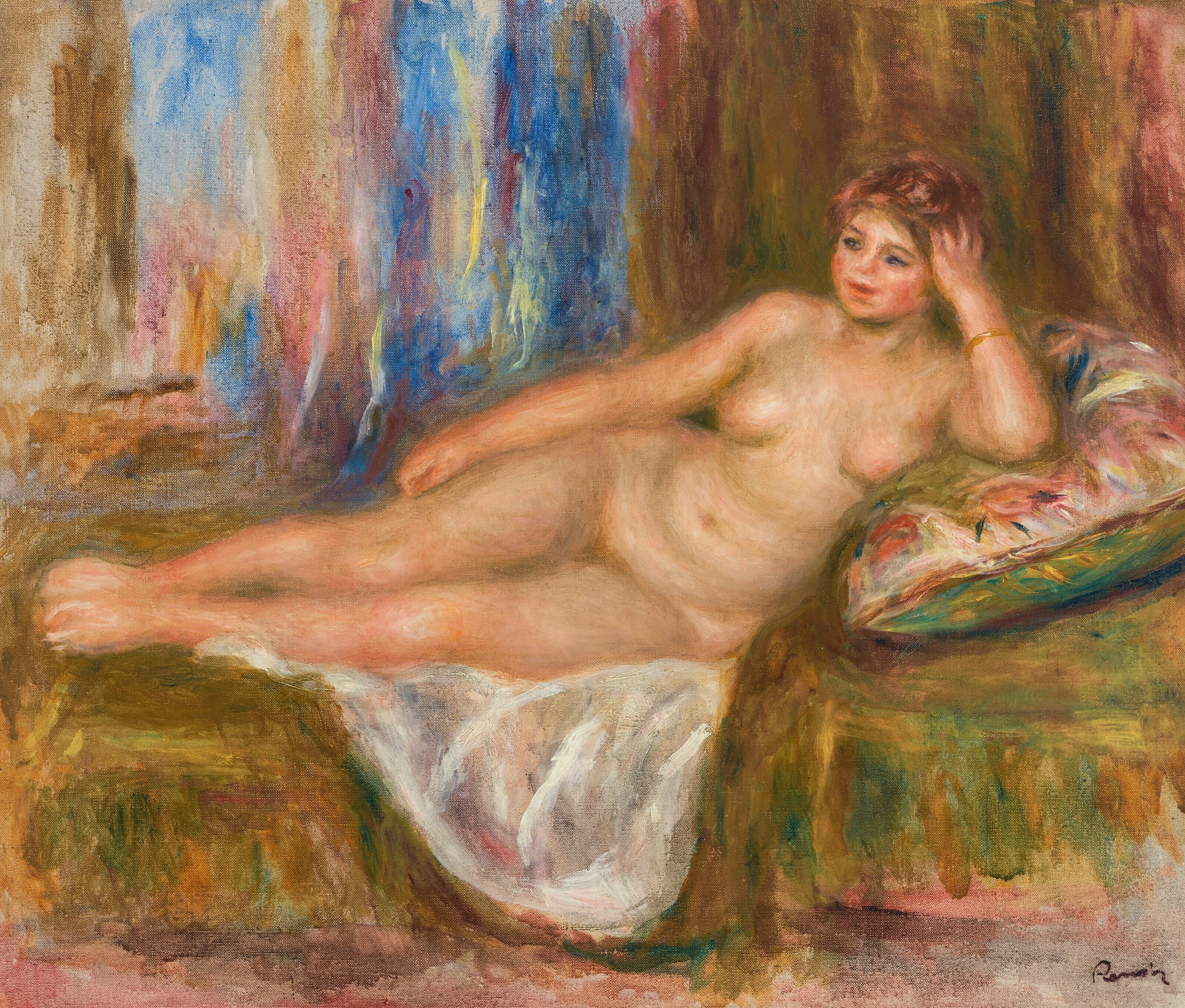 《躺着的裸体女人》（Naked woman lying down）｜皮埃尔-奥古斯特·雷诺阿 Pierre-Auguste Renoir｜1918