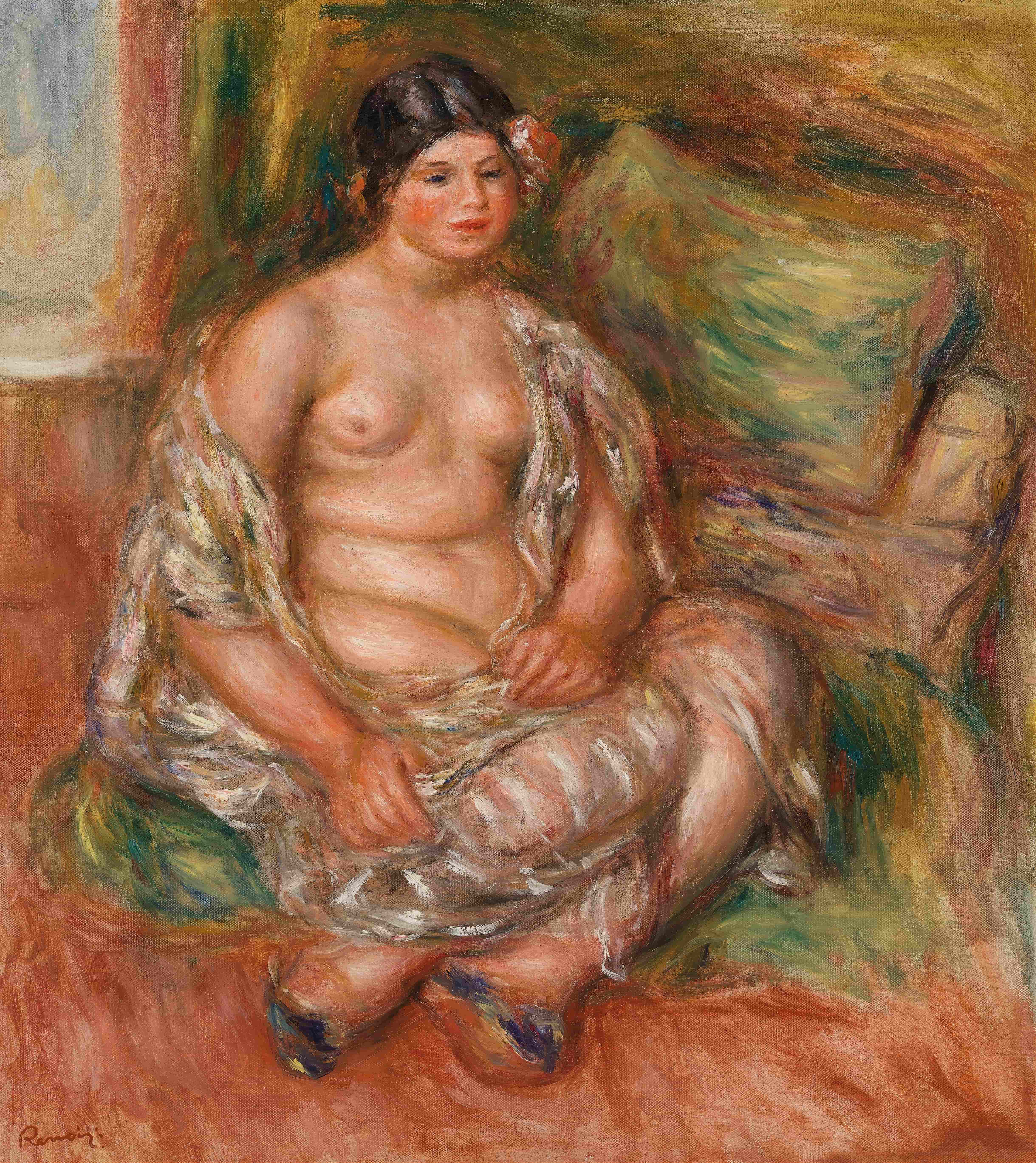 《坐着的宫女 (Odalisque assise)》（Seated Odalisque (Odalisque assise)）｜皮埃尔-奥古斯特·雷诺阿 Pierre-Auguste Renoir｜1918